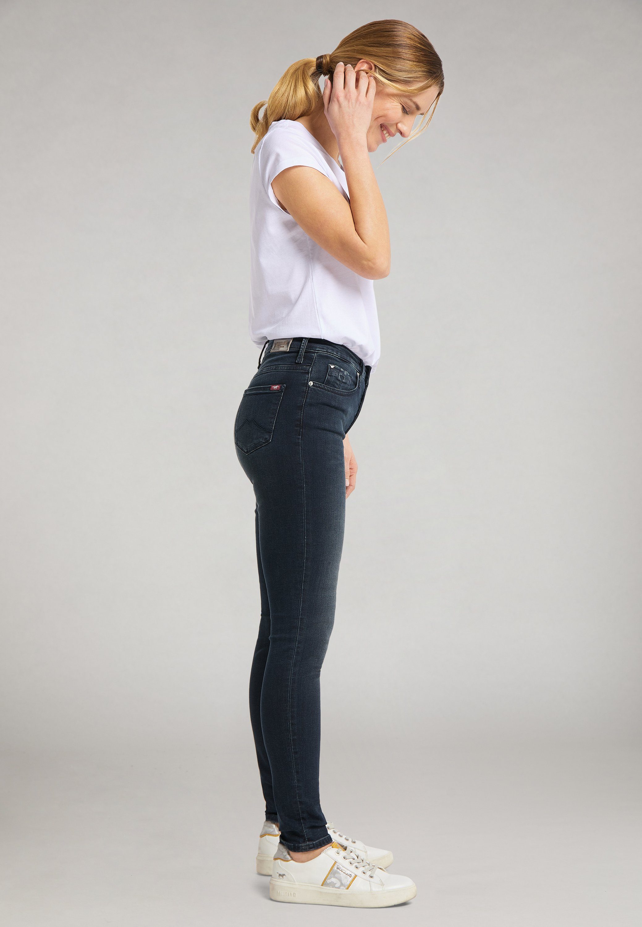 Mia 5-Pocket-Jeans Schnitt Jeggings, schmalem Beinverlauf Jeggings Mia Mustang leicht Hose und Mustang mit Bund, MUSTANG erhöhtem Jeggings