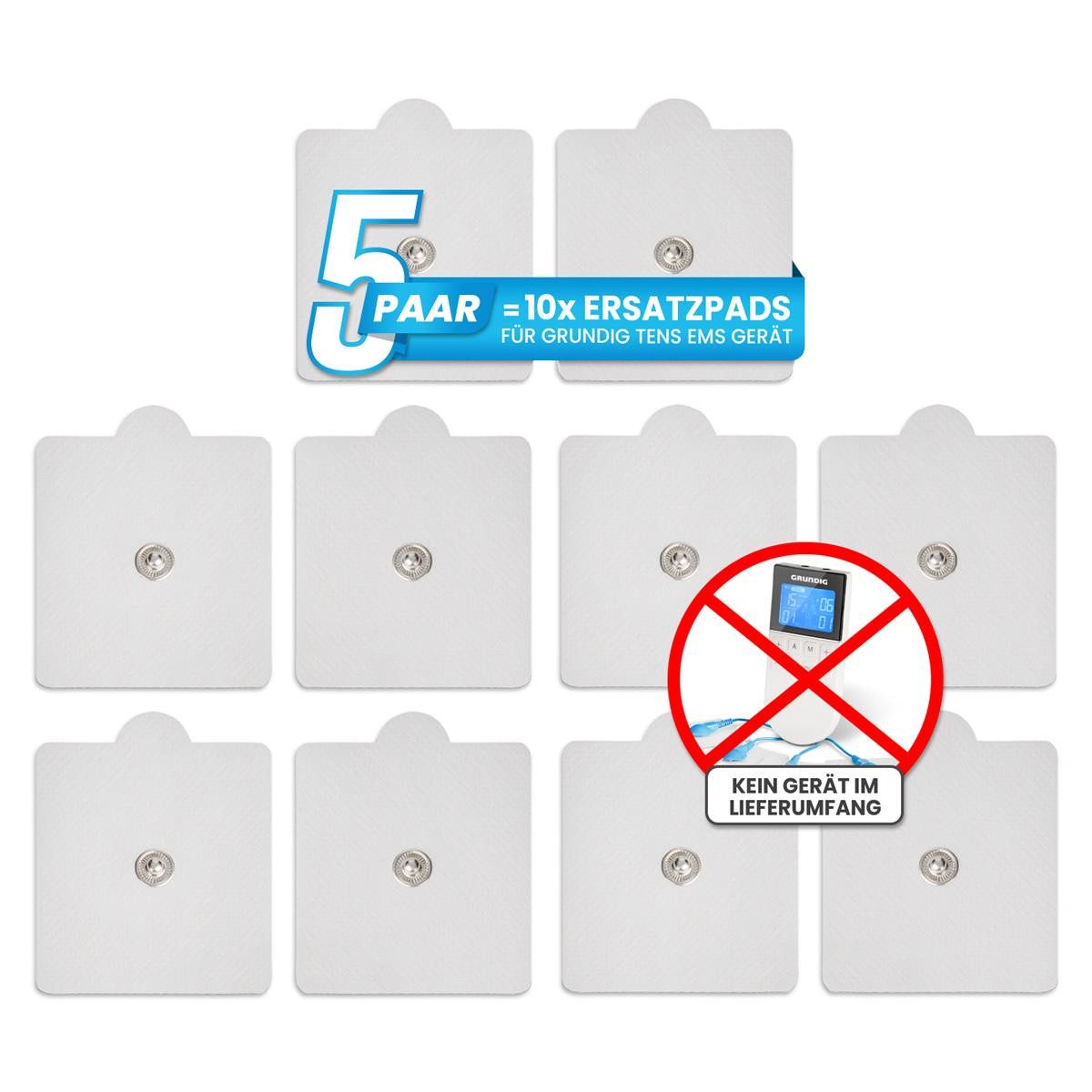 Grundig TENS-EMS-Gerät Tens-Gerät Schmerztherapie Reizstrom Ersatz-Pads, 10 Ersatzpads für GRUNDIG Tens Gerät Reizstromgerät