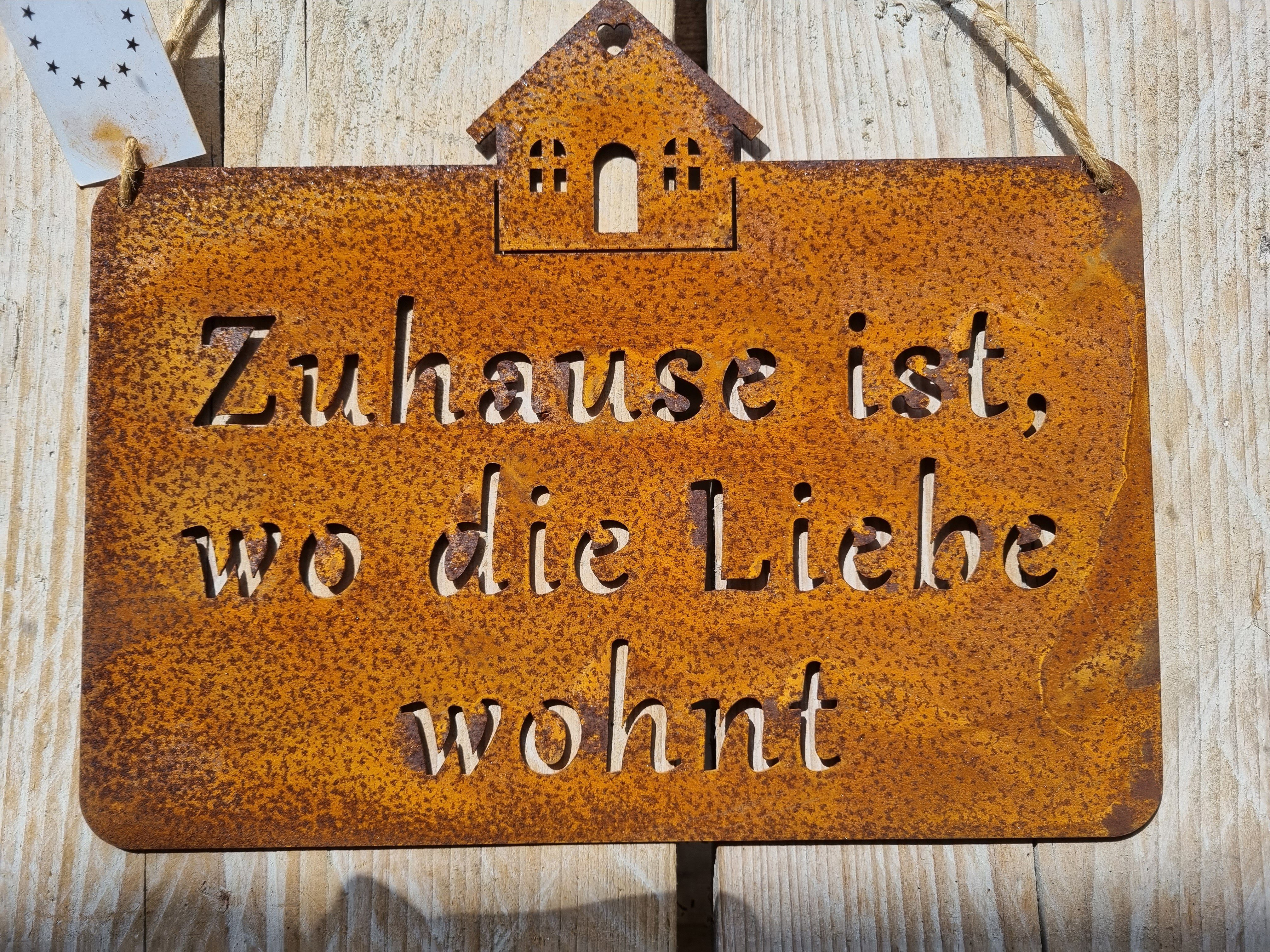 Posiwio Wanddekoobjekt Rost Schild * Zuhause ist wo die Liebe wohnt