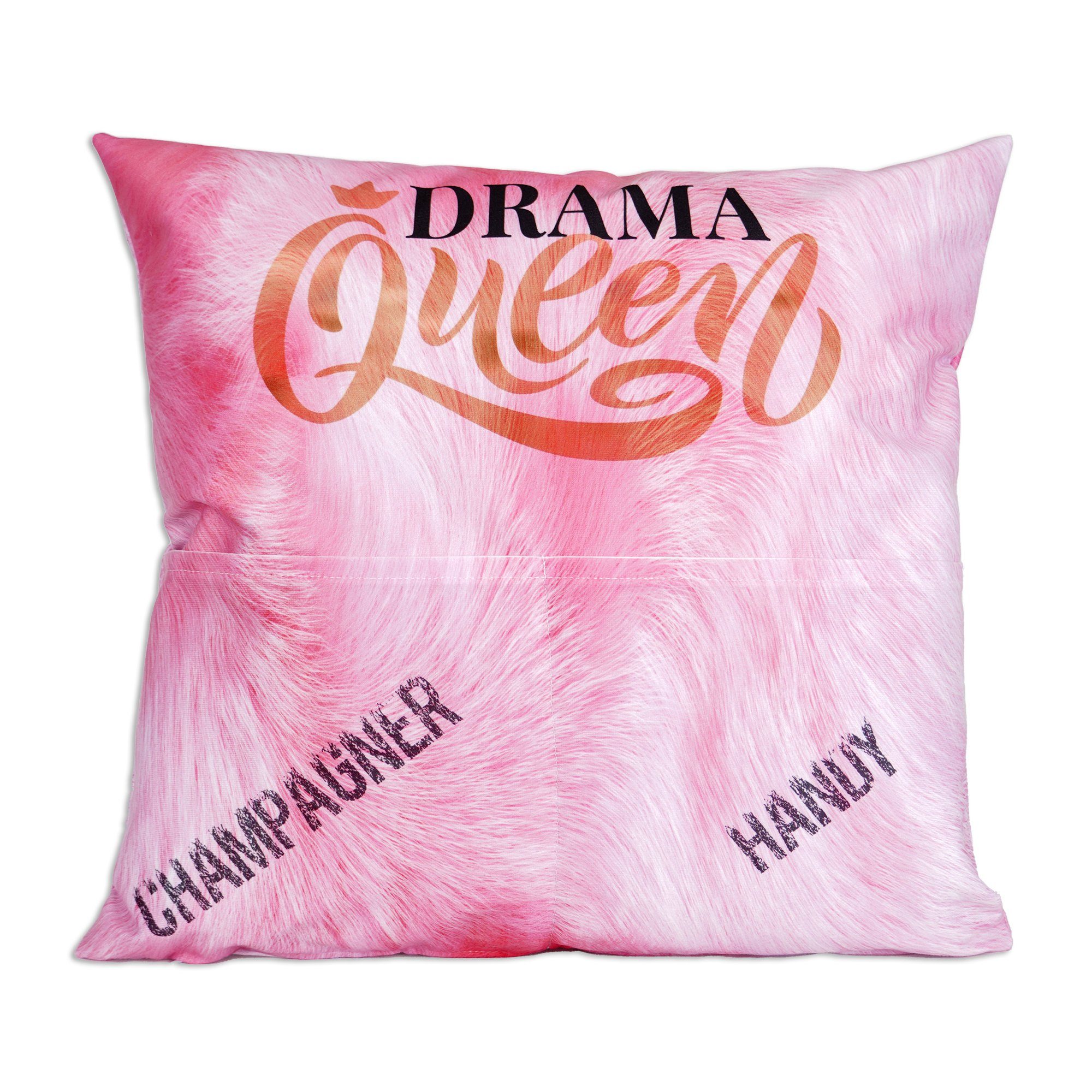 queence Dekokissen Zierkissen - Kissenhülle mit 2 Taschen zum selber befüllen, Kissenbezug, 40x40 cm, Geschenk, Geburtstag, mit Reißverschluss Pink