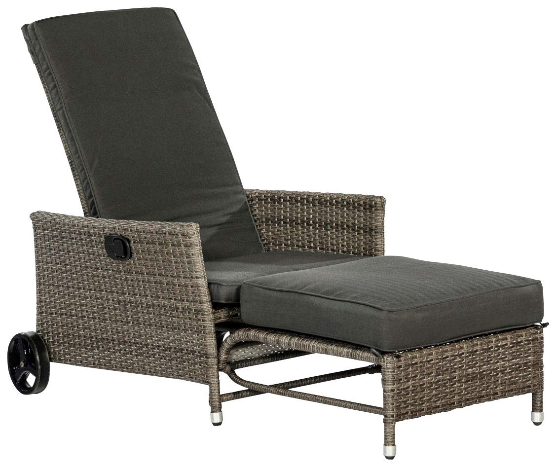 MERXX Gartensessel Komfort Deckchair (4-tlg), Stahl/Kunststoff, Auflagen inkl