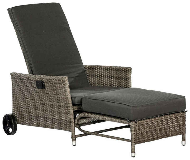 MERXX Gartensessel Komfort Deckchair (4-tlg), Stahl/Kunststoff, inkl. Auflagen