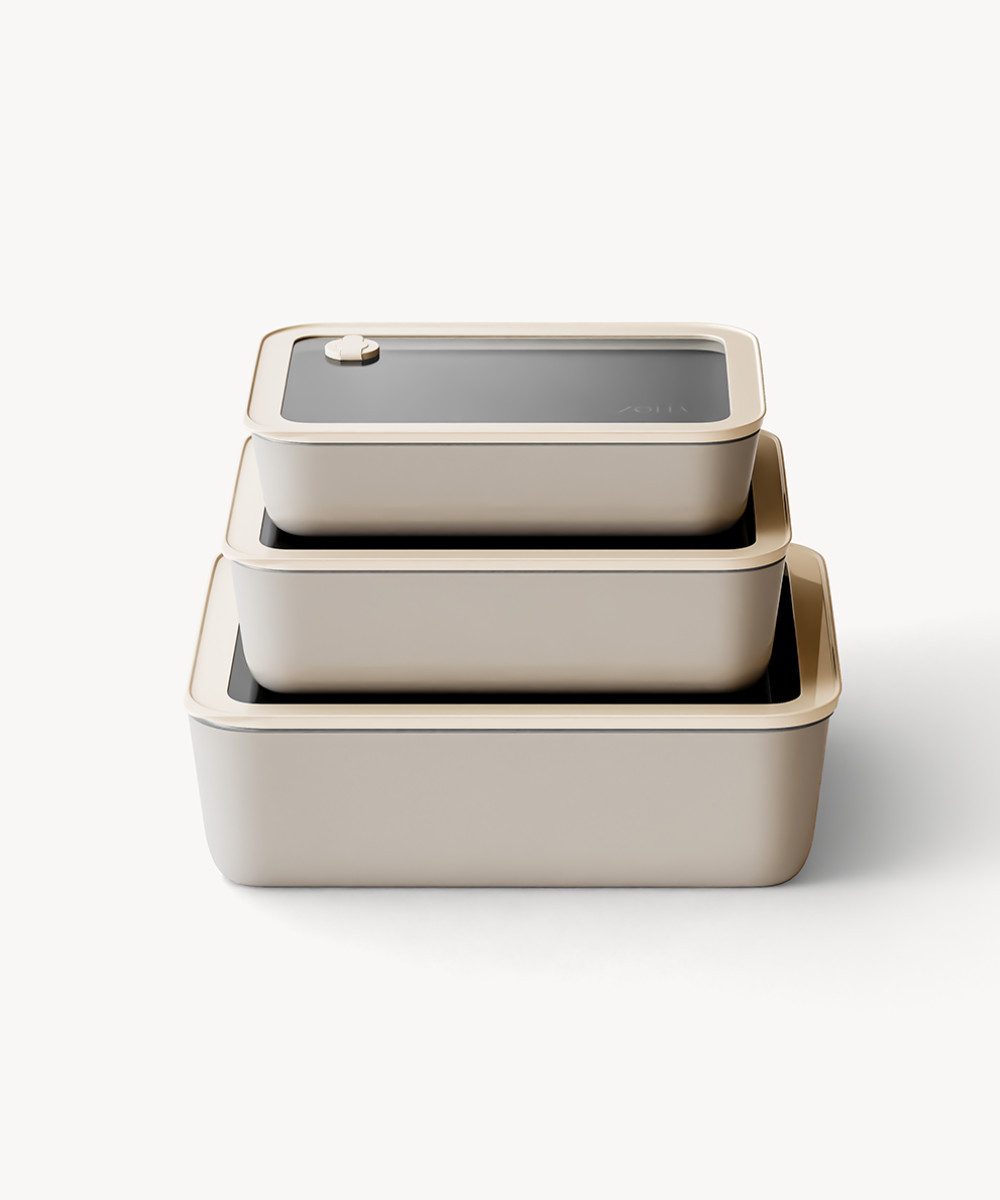 Zoha Frischhaltedose - Ofenfeste Frischhaltedosen luftdicht mit Glasdeckel, (3-tlg), Borosilikatglas mit luftdichtem Deckel