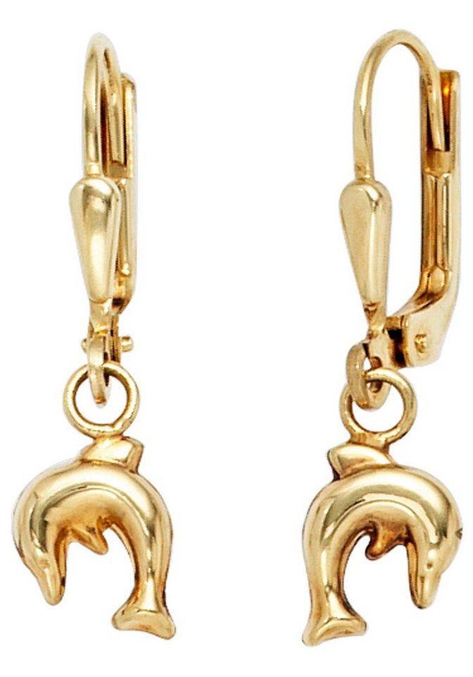 JOBO Paar Ohrhänger Delfin, 333 Gold, Die Ohrringe sind aus 333 Gelbgold  gefertigt