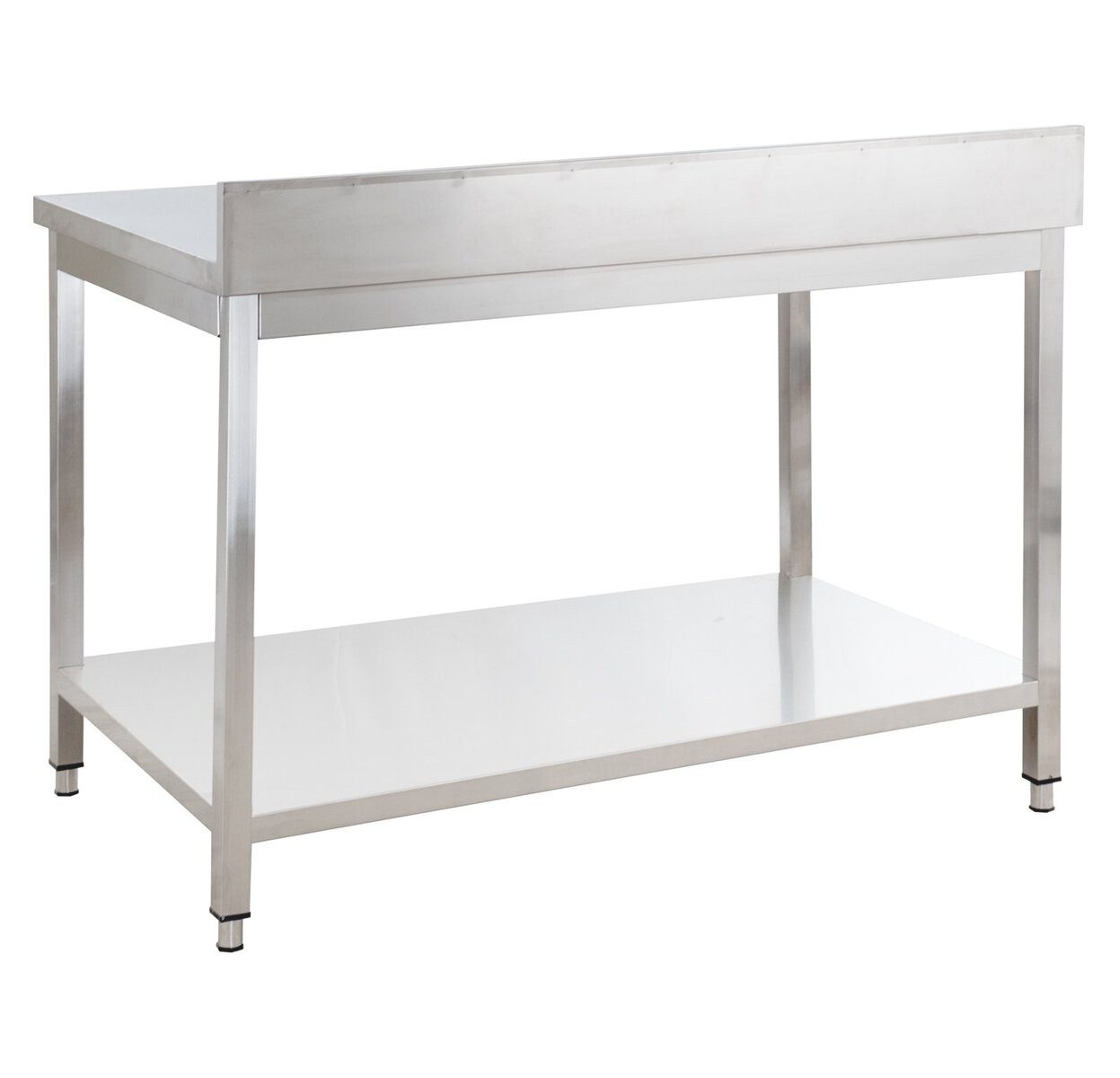 GastroHero Arbeitstisch Edelstahl Arbeitstisch 100x60 cm mit Aufkantung und Ablageboden, Höhenverstellbare Füße, verstärkte Arbeitsplatte, AISI 201