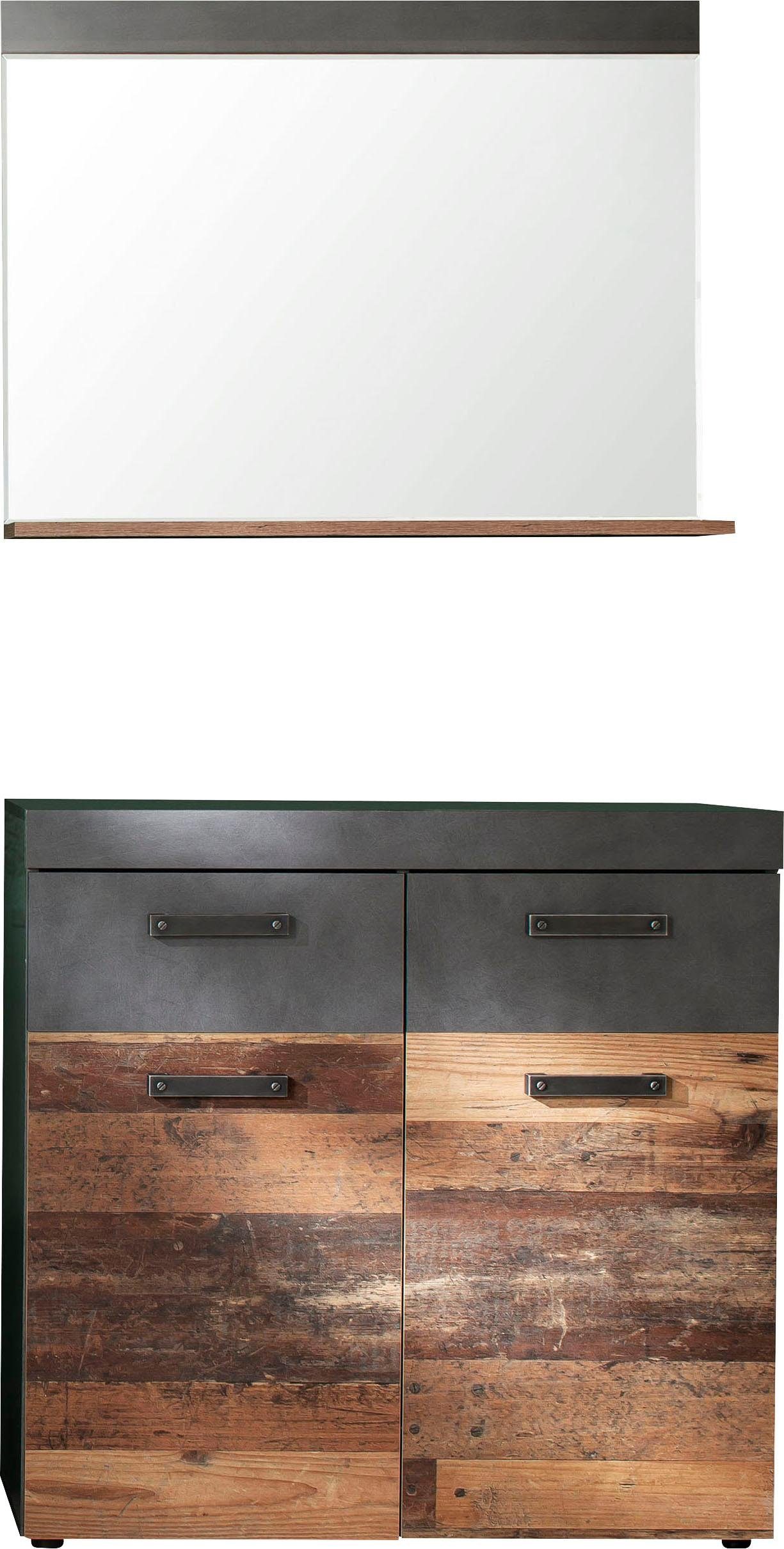 INOSIGN Garderoben-Set Ilana, (Set, 2-St), Garderobenmöbel im modernen Industrial Style mit antikfarbenen Griffen