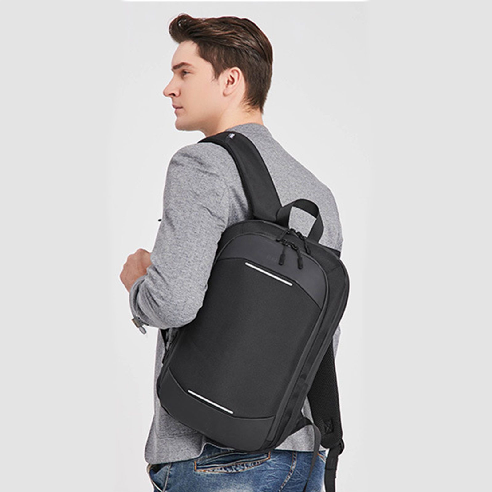 HAUSS SPOLE Laptoprucksack Laptoprucksack Arbeitsrucksack Schulrucksack Wasserbeständig (1 Stück Slim Notebook Laptop Tasche Schule Uni Rucksack, Anti-Diebstahl, Backpack mit Laptopfach, Erweiterbarer Laptop Rucksack), für Herren Damen Jungen Teenager Freizeit Arbeit Business Reisen
