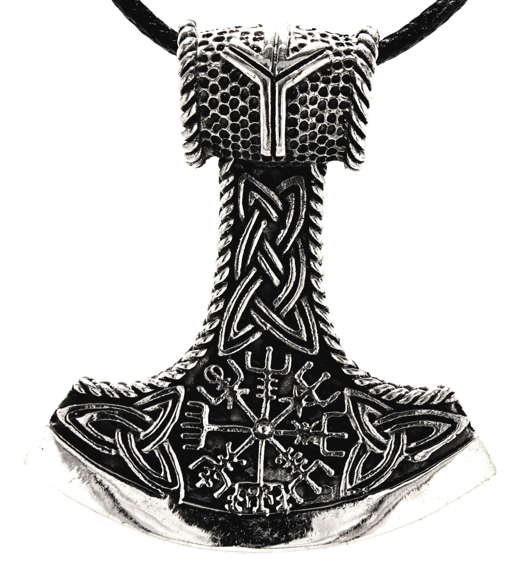 Kiss of Leather Kettenanhänger Thorshammer Thor Thorhammer Hammer Vegvisir 925 Sterling Silber | Kettenanhänger