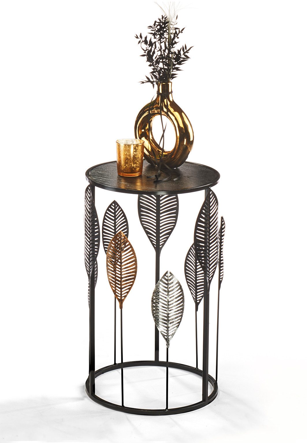 Kobolo Beistelltisch Tisch Dekotisch - PIANTA - aus Metall und Holz Gr1 (1-St)