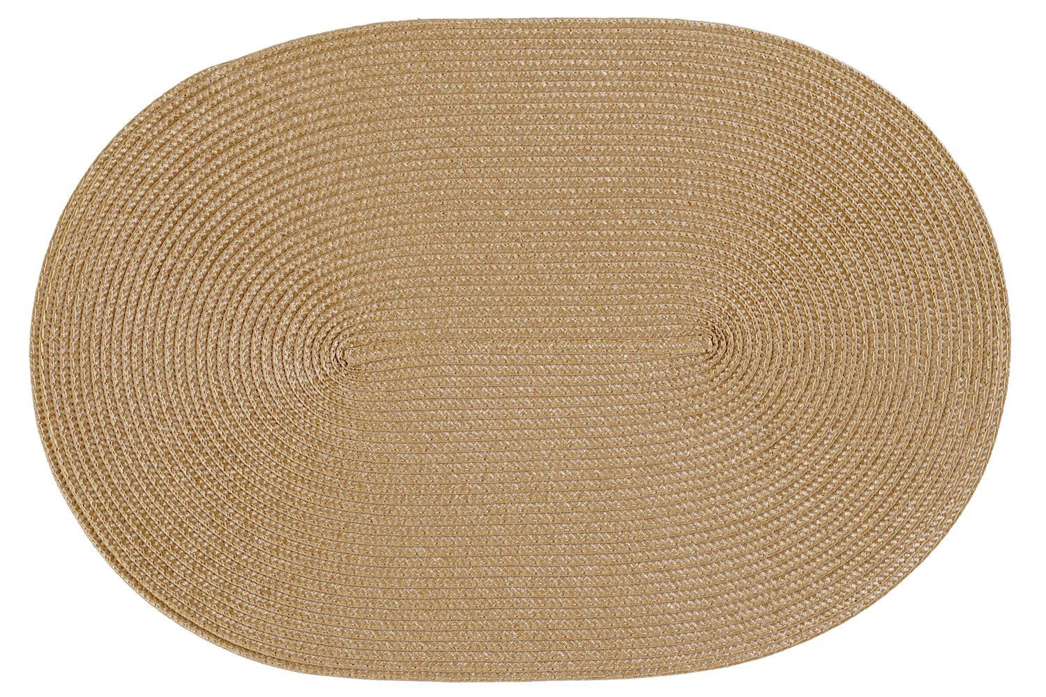 Platzset, Platzset oval ca. 45x30 cm Bast Optik Platzdeckchen Tischset geflochte, Haus und Deko, (1-St) Caramel