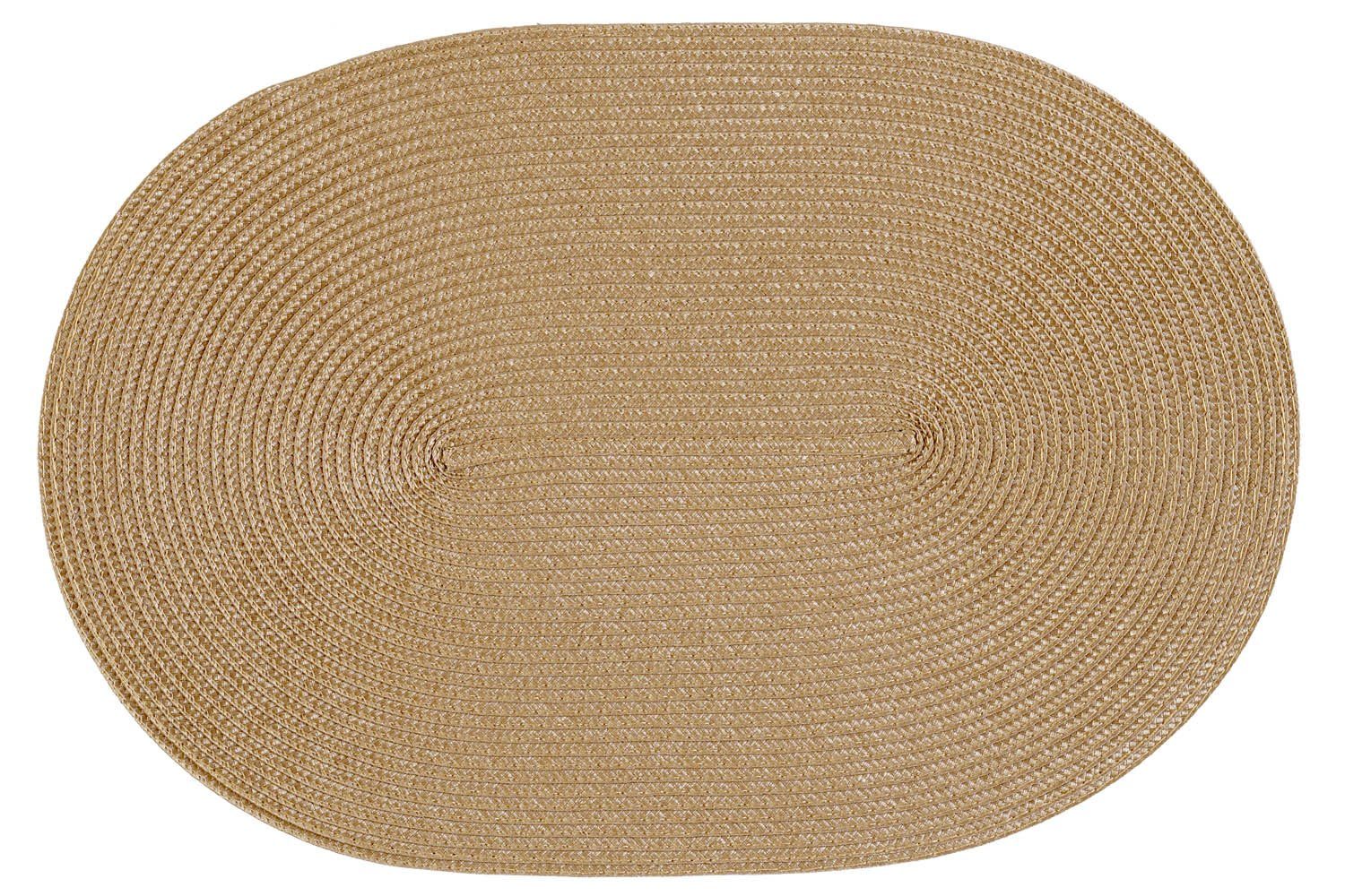 Platzset, cm Tischset oval Optik Platzset ca. und geflochte, Haus Bast Deko, Platzdeckchen 45x30 Caramel (1-St)