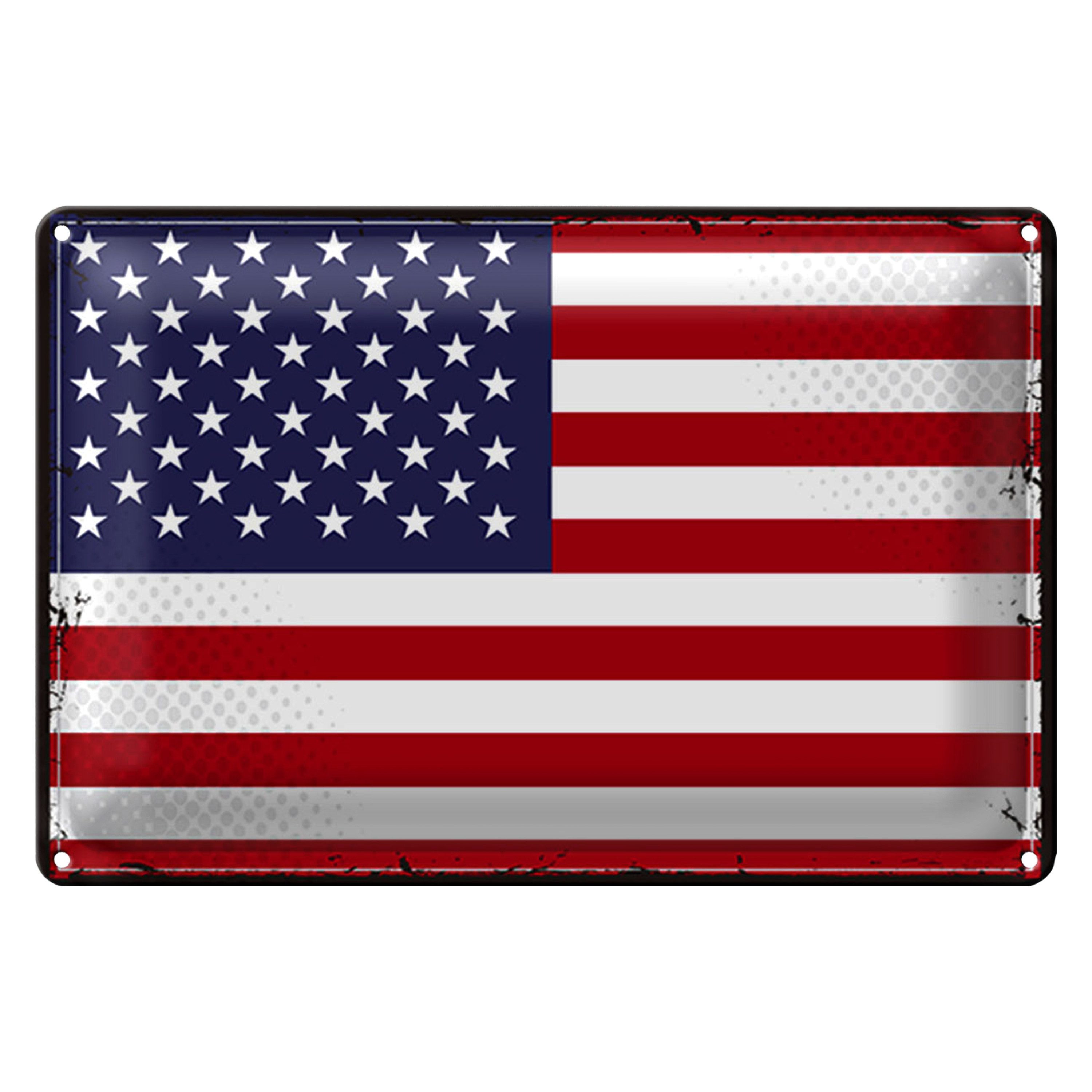 Roomando Metallschild Flagge Vereinigte Staaten 40x30cm Retro States