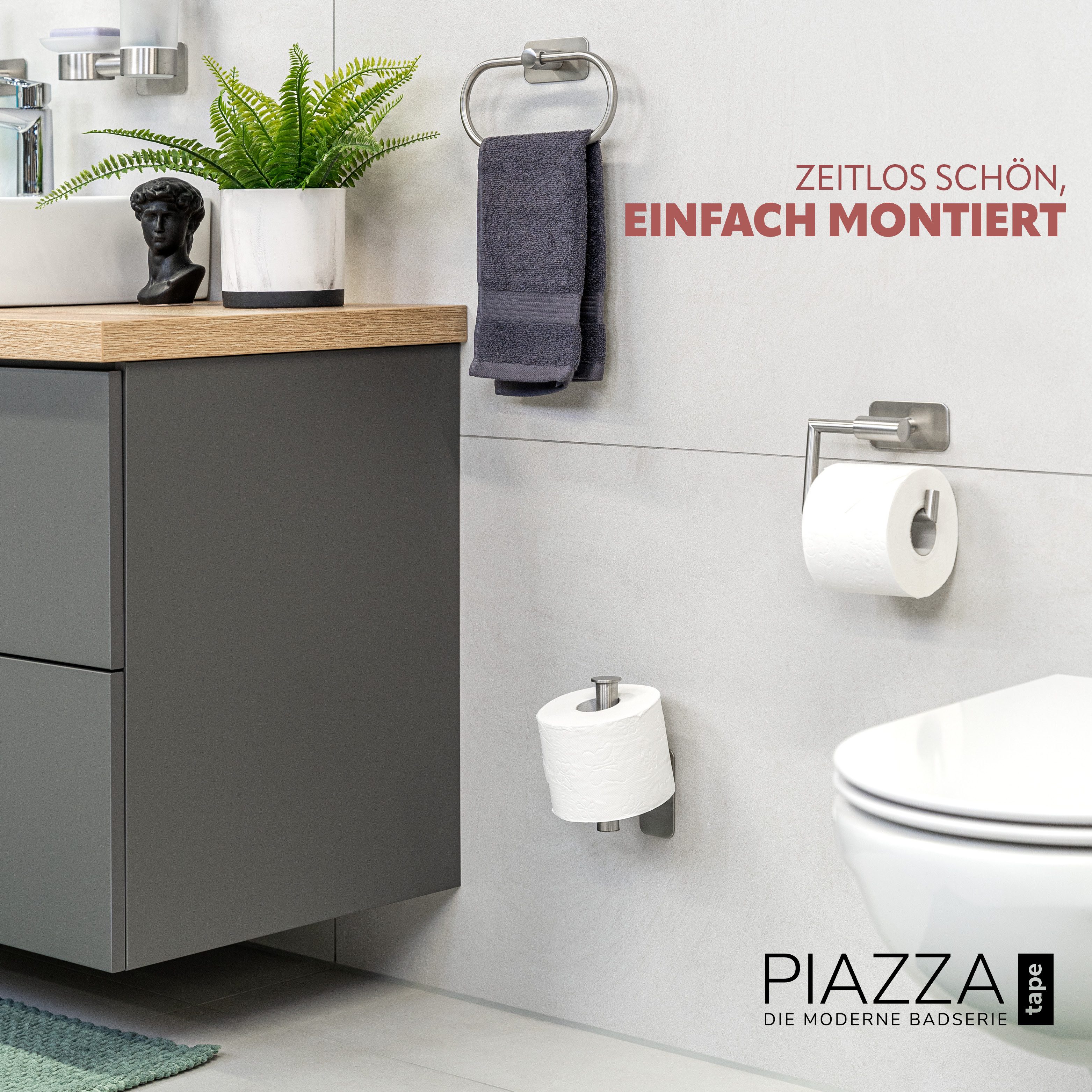 bremermann Toilettenpapierhalter Bad-Serie PIAZZA TAPE - 2in1 mit Klebepad, günstig online kaufen