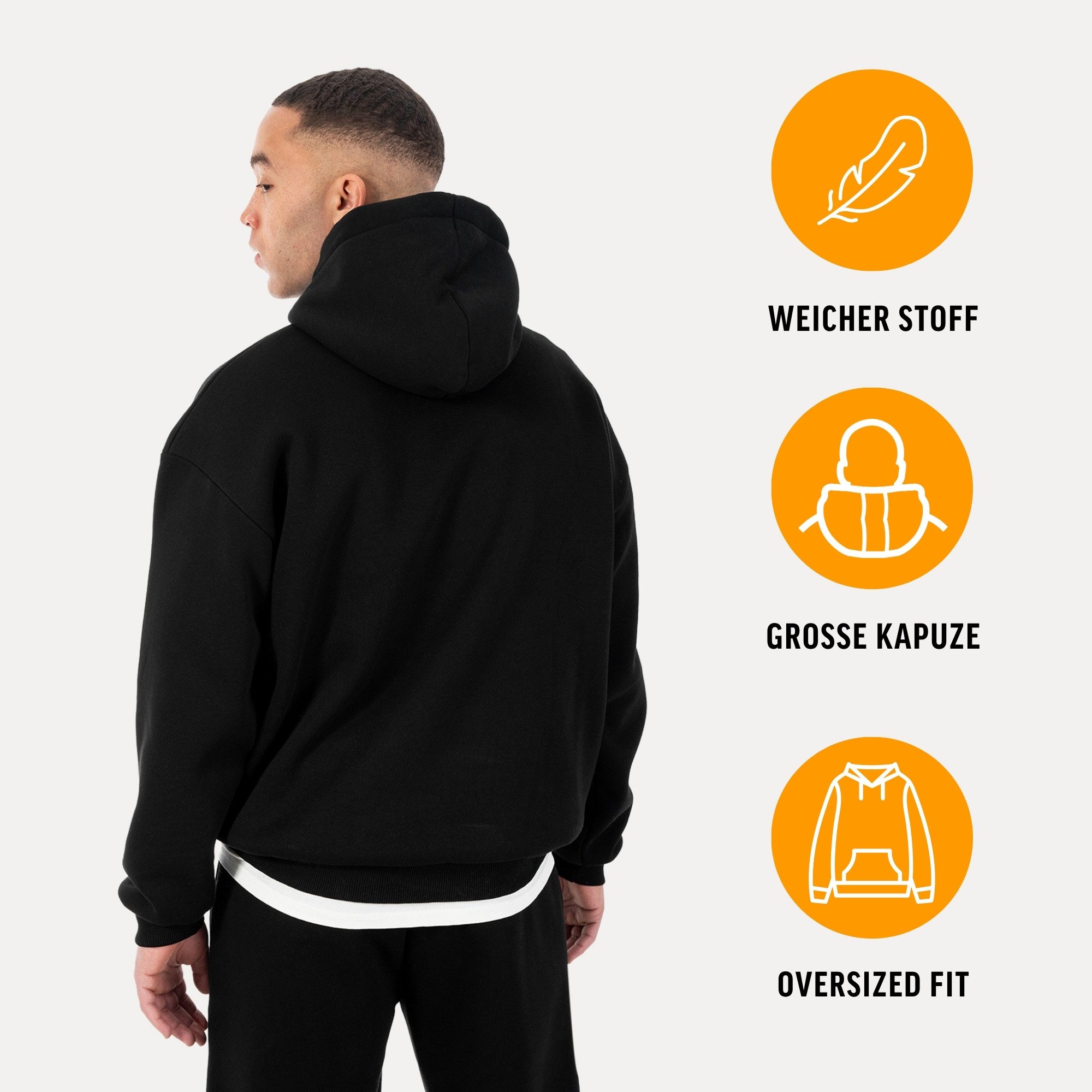 Smilodox Hoodie Oswin, Oversized Pullover Herren, Sweater mit Frontprint und Kapuze Baggy Fit, Weiches Sweatmaterial, ideal für Gym & Freizeit