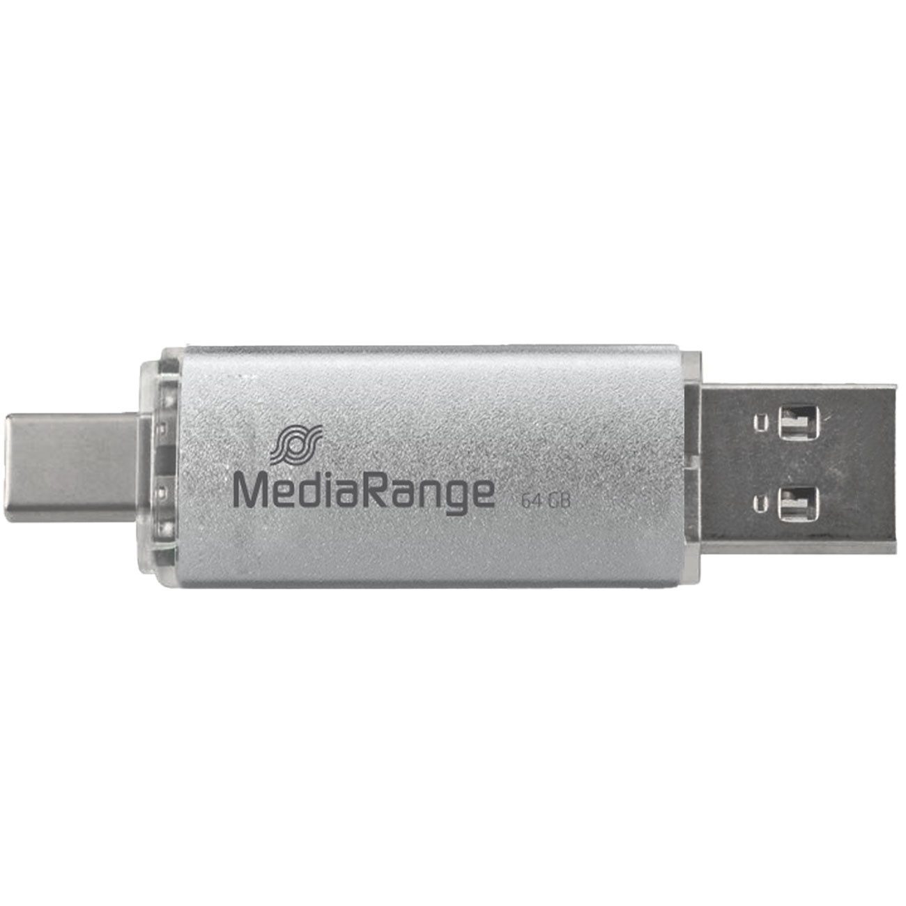 Mediarange 64GB USB-Stick Dual-Anschluss, USB-C & USB 3.0 für PC & Smartphone USB-Stick (USB 3.0 & USB-C Dual-Speicherstick im Aluminium-Gehäuse)