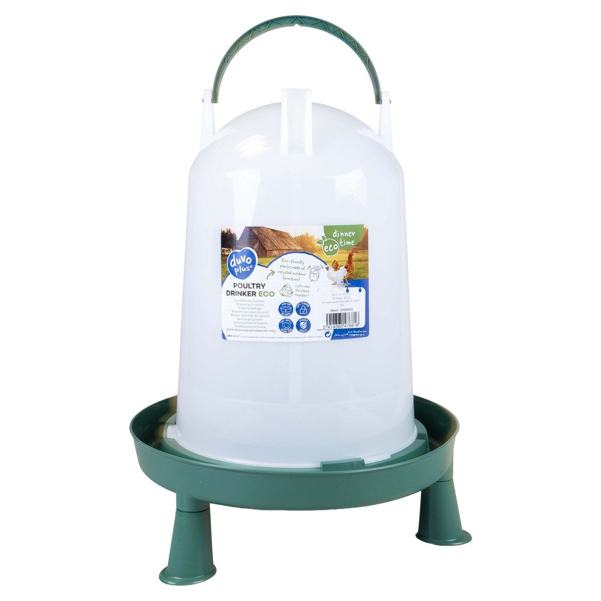 DUVO+ Wasserspender Tränke mit Griff und Füßen transparent/grün 10 l