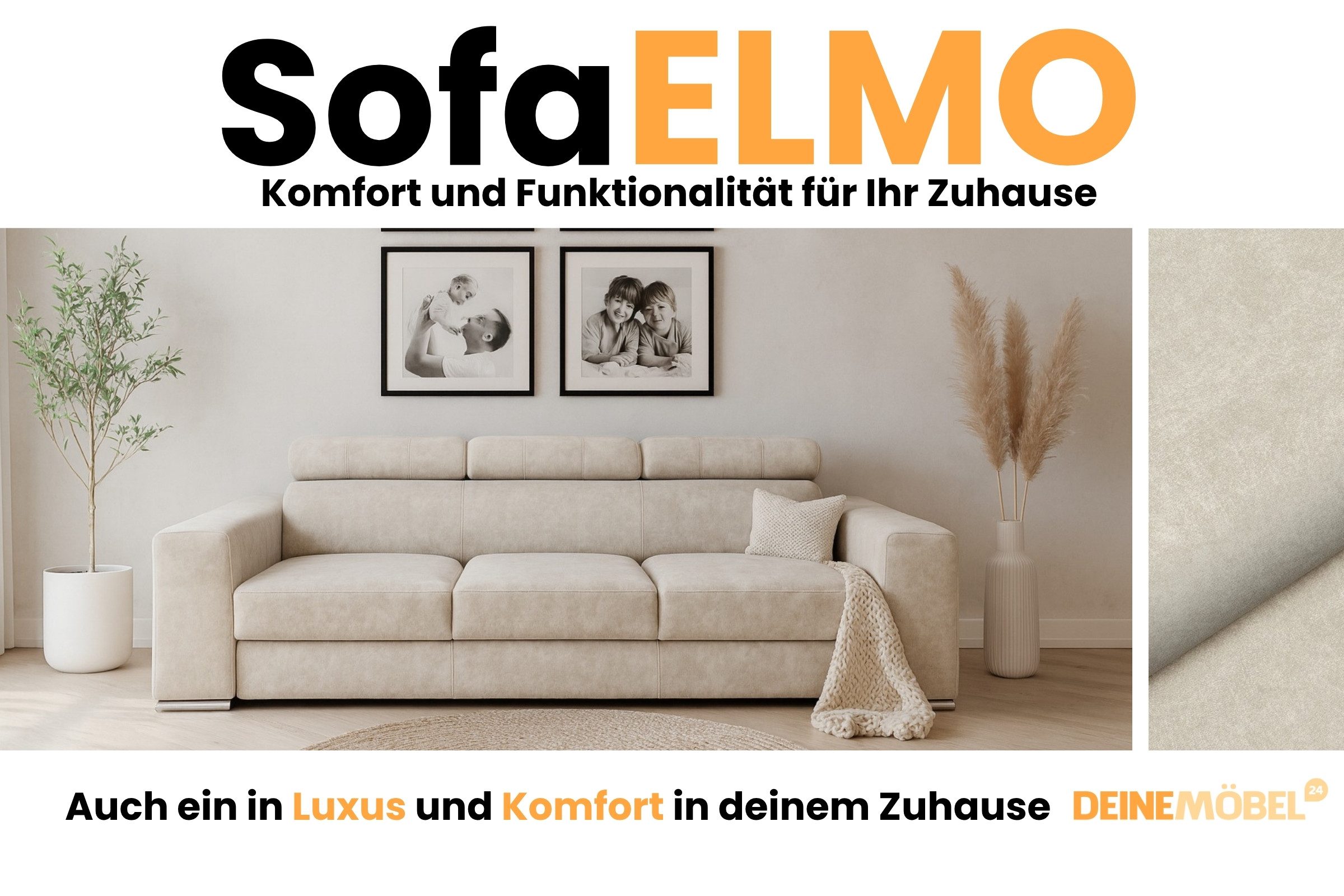 Deine Möbel 24 Sofa Couch 3-Sitzer / 4-Sitzer ELMO, mit Schlaffunktion