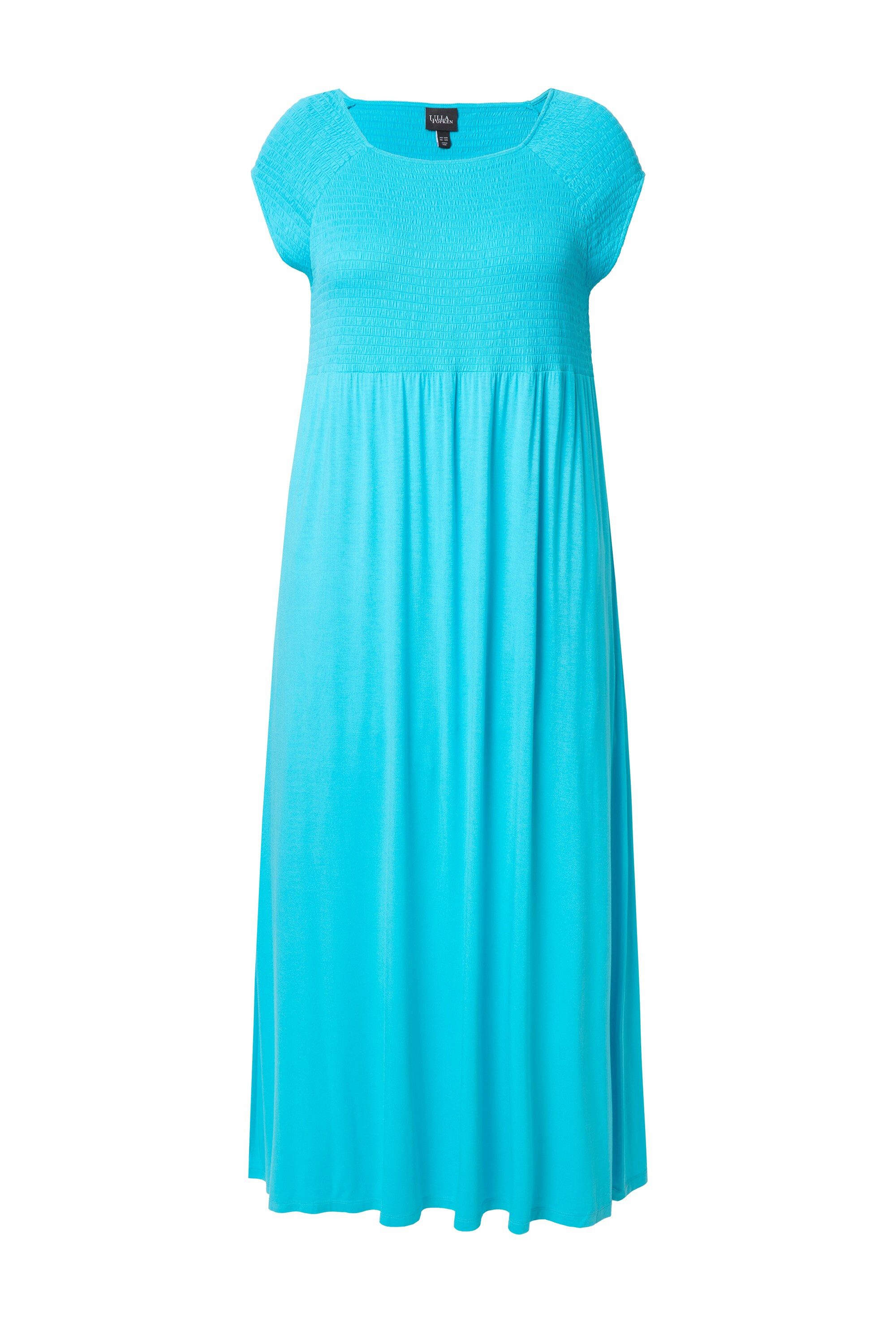 Ulla Popken Maxikleid Kleid A-Linie gesmokt Carré-Ausschnitt Halbarm günstig online kaufen