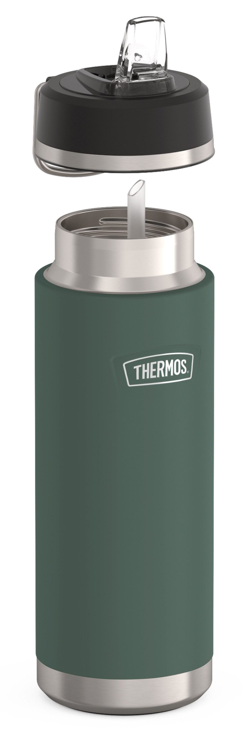 THERMOS Isolierflasche ICON WATER BOTTLE, Edelstahlkörper, spülmaschinenfest, 0,71l, 12h kalt, schappsicher mit einklappbarem Flip-Strohalm