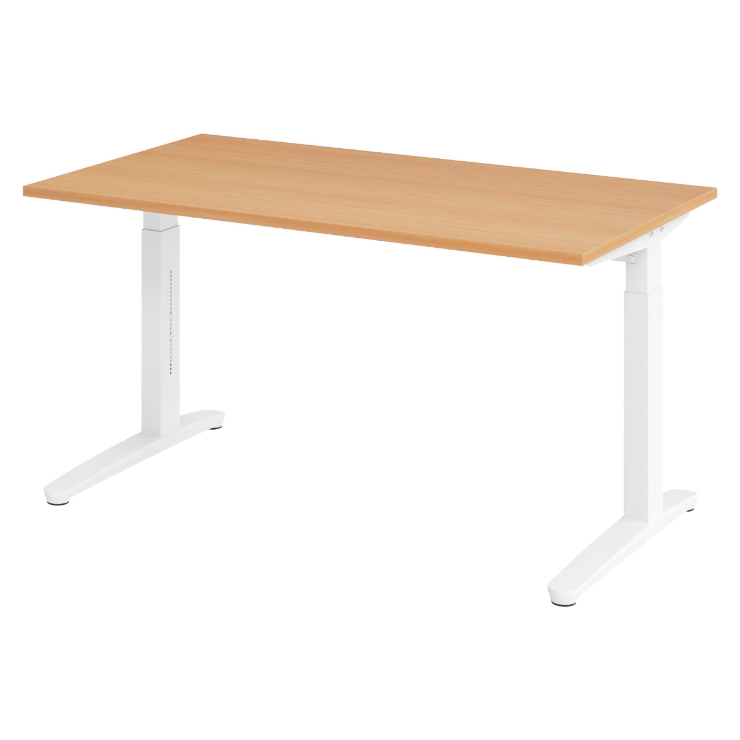 bümö Schreibtisch XB-Serie, Rechteck: 140 x 80 cm - Dekor: Buche - Gestell: Weiß