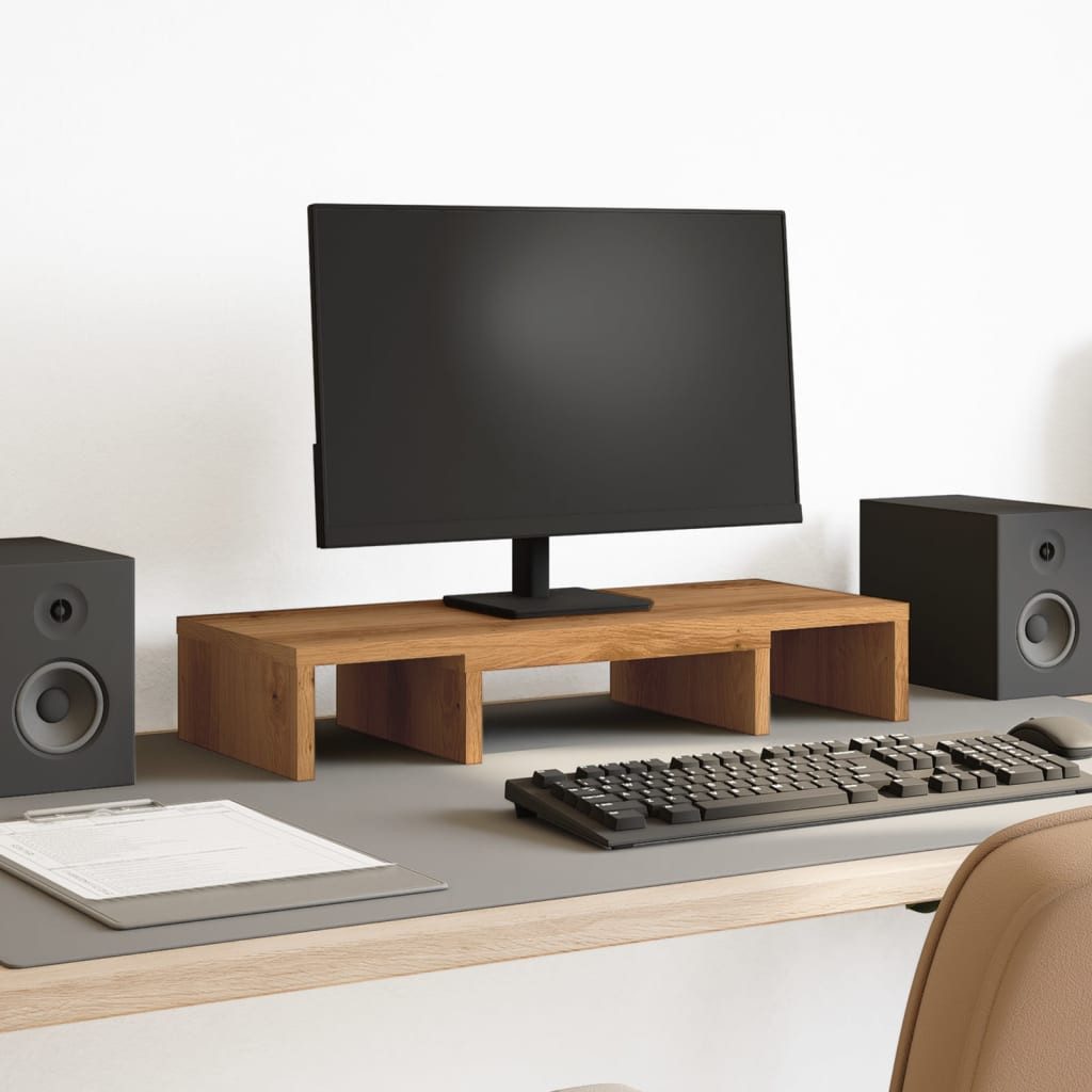 vidaXL Monitorständer, (Monitorständer Verstellbar Artisan-Eiche 60x24x10,5 cm)