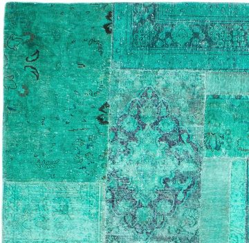 Teppich Patchwork - 297 x 231 cm - türkis, morgenland, rechteckig, Höhe: 7 mm, Wohnzimmer, Handgeknüpft, Einzelstück mit Zertifikat