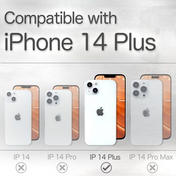 Nalia Flip Case Apple iPhone 14 Plus, Echt Leder Flip Case Hülle / Magnetverschluss / Premium Leather Case