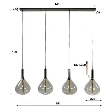 famlights Hängeleuchte, Pendelleuchte Jupp in Schwarz-transparent E27 4-flammig, keine Angabe, Leuchtmittel enthalten: Nein, warmweiss, Hängeleuchte, Pendellampe, Pendelleuchte