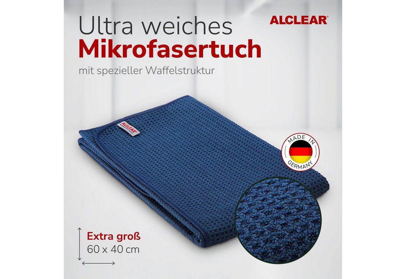 Thumbnail - ALCLEAR 10820901 Microfasertuch Trockenwunder 10 St. 60x40cm-navy, Auto&Küche Mikrofasertuch (70% Polyester, 30% Polyami...