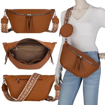 EAAKIE Gürteltasche Bauchtasche Umhängetasche Crossbody-Bag Hüfttasche Kunstleder Italy-D, als Schultertasche, CrossOver, Umhängetasche tragbar