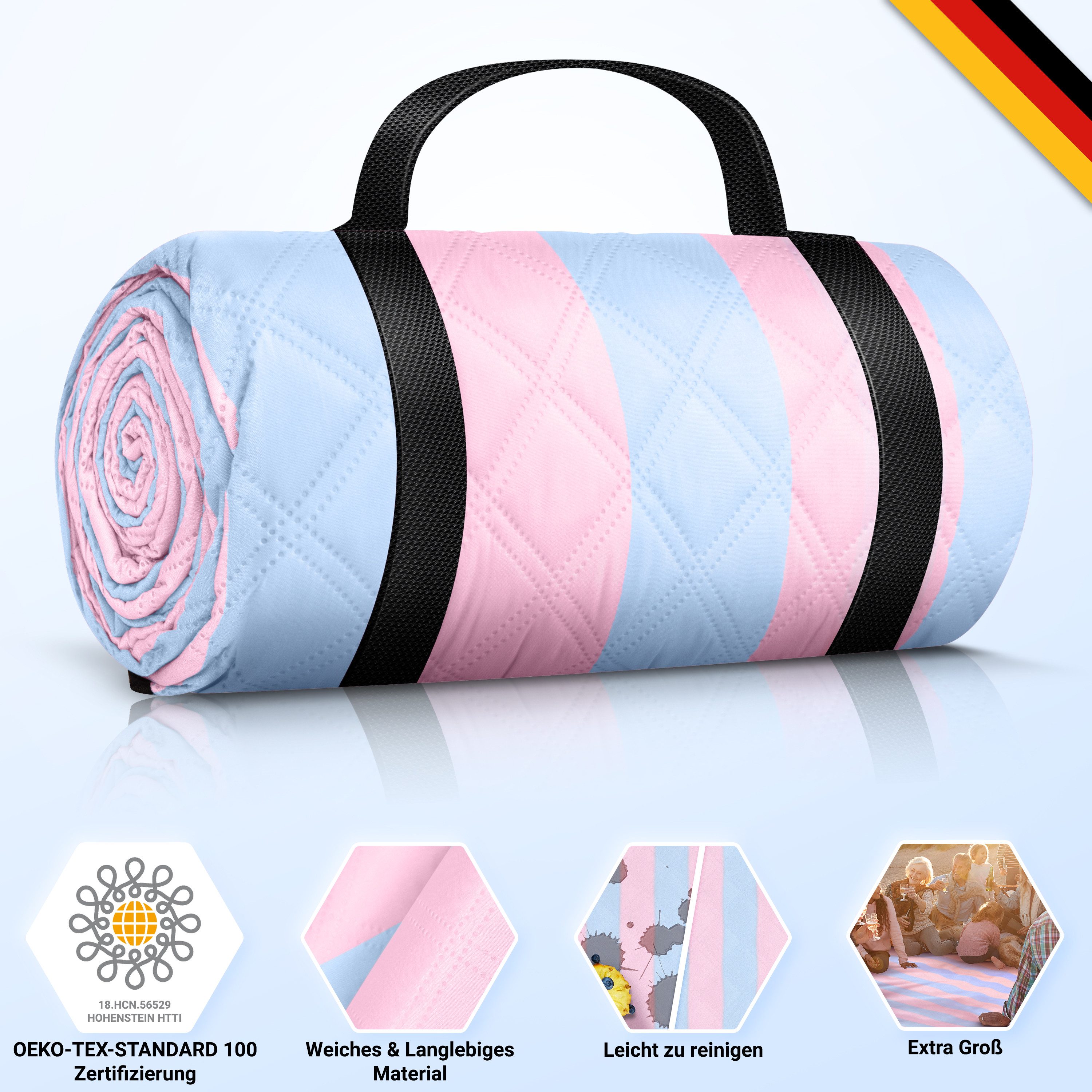Picknickdecke HOEL® Picknickdecke 200x200 cm wasserabweisend + isoliert XXL, HOEL