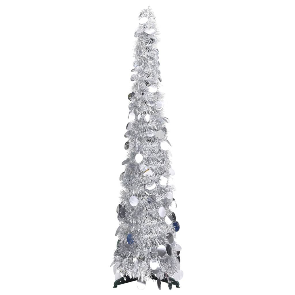 furnicato Künstlicher Weihnachtsbaum Künstlicher Pop-Up-Weihnachtsbaum Silber 120 cm PET