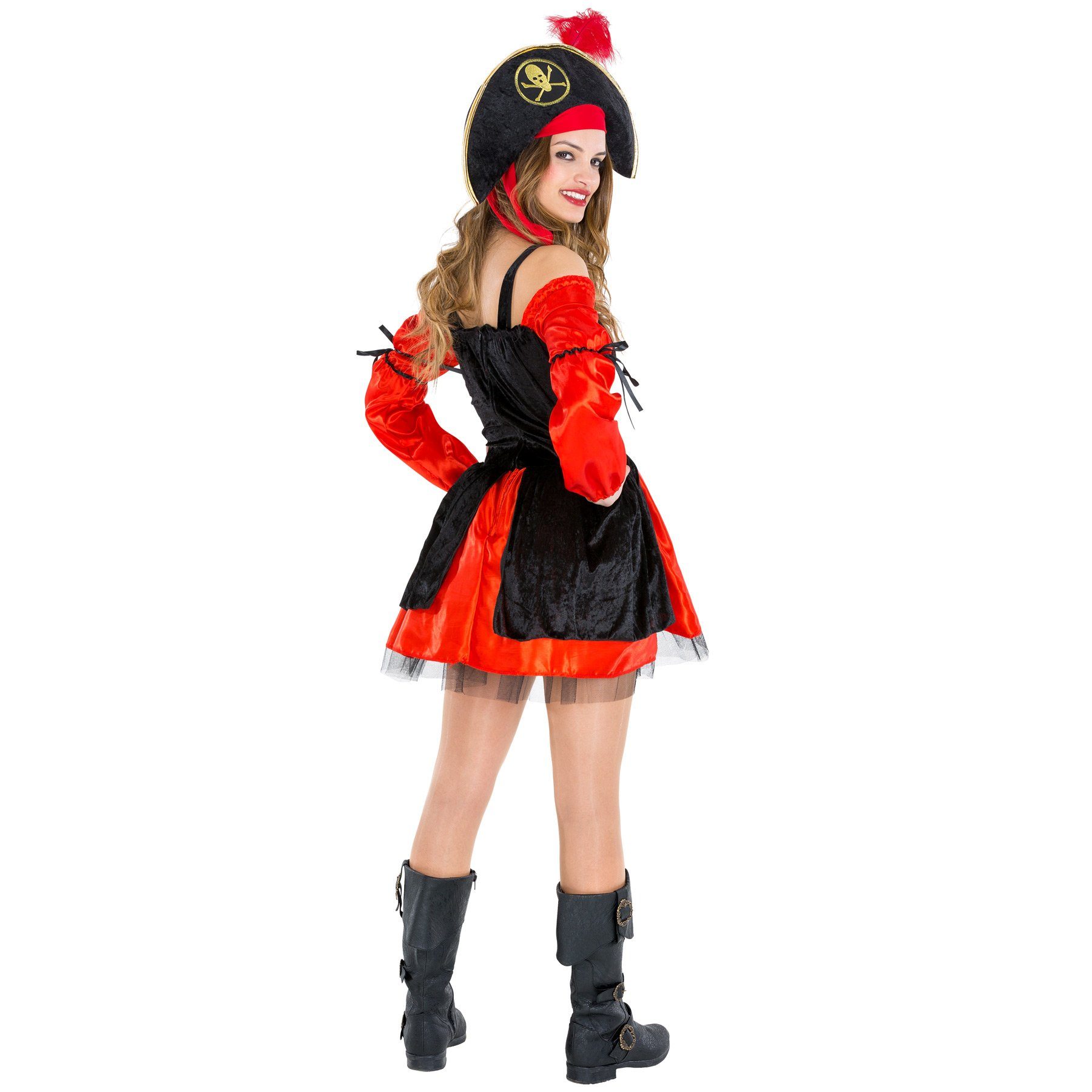 dressforfun Piraten-Kostüm Frauenkostüm Piratin Mia Stiefelriemen, Sehr kurzes Kleid und flotter Piratenhut