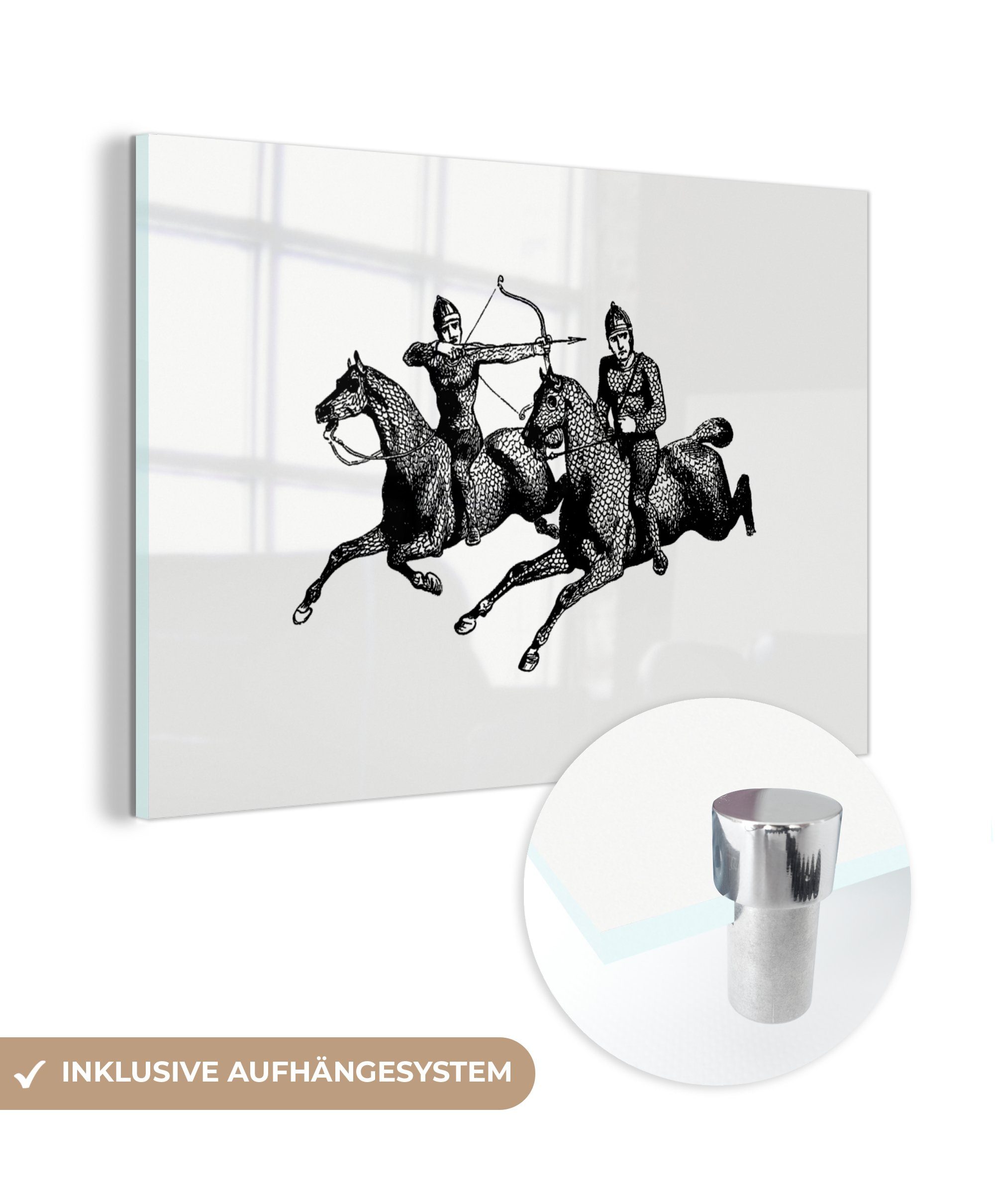 MuchoWow Acrylglasbild Pferde - Ritter - Jahrgang, (1 St), Acrylglasbilder Wohnzimmer & Schlafzimmer
