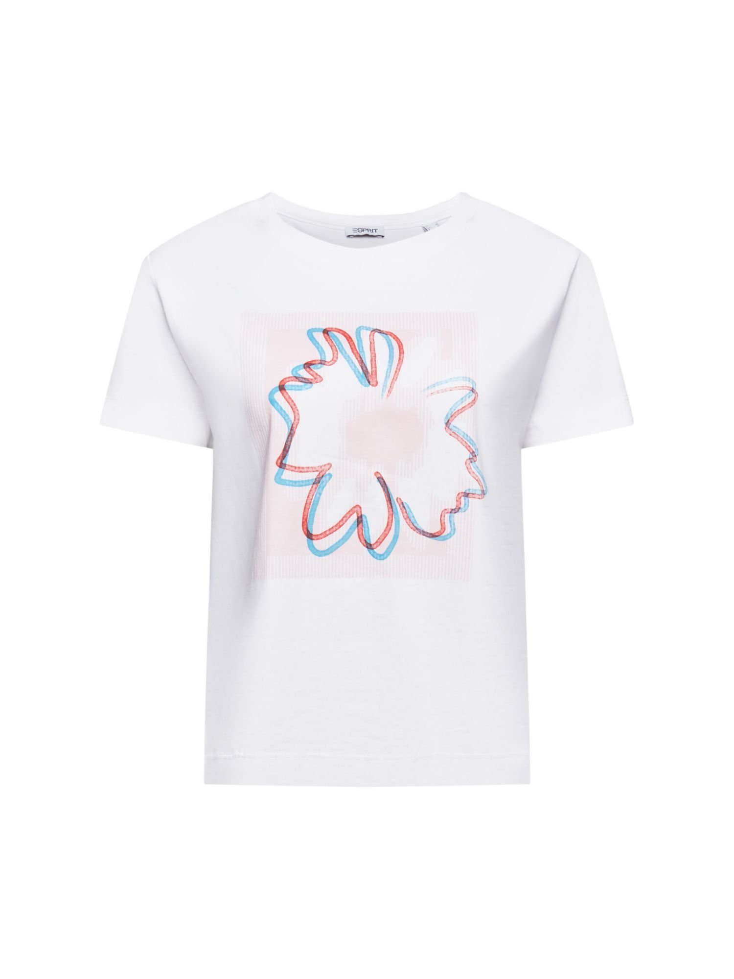 Esprit T-Shirt Jersey-T-Shirt mit Print vorne (1-tlg) WHITE