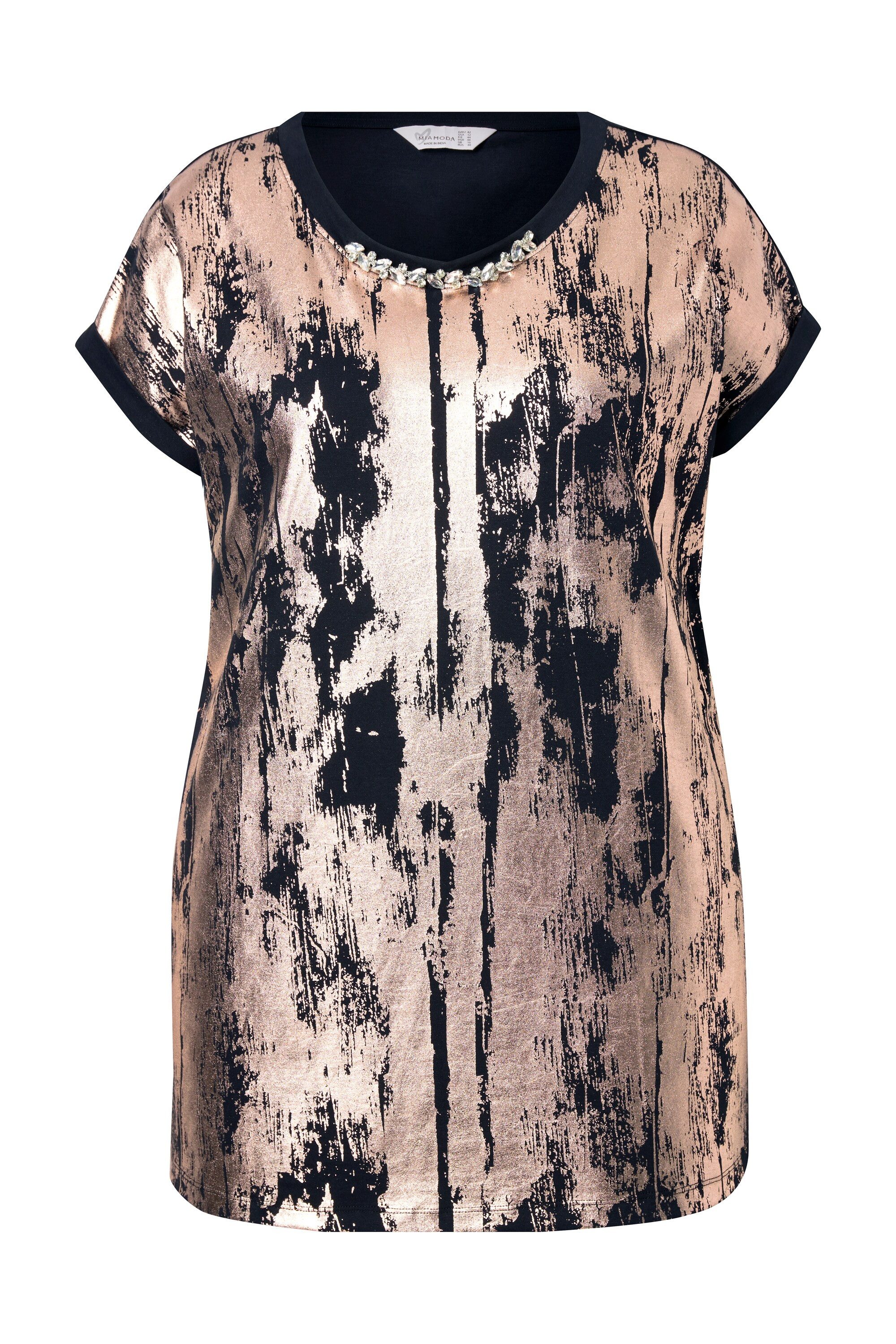 MIAMODA T-Shirt T-Shirt Golddruck Kette am Ausschnitt günstig online kaufen