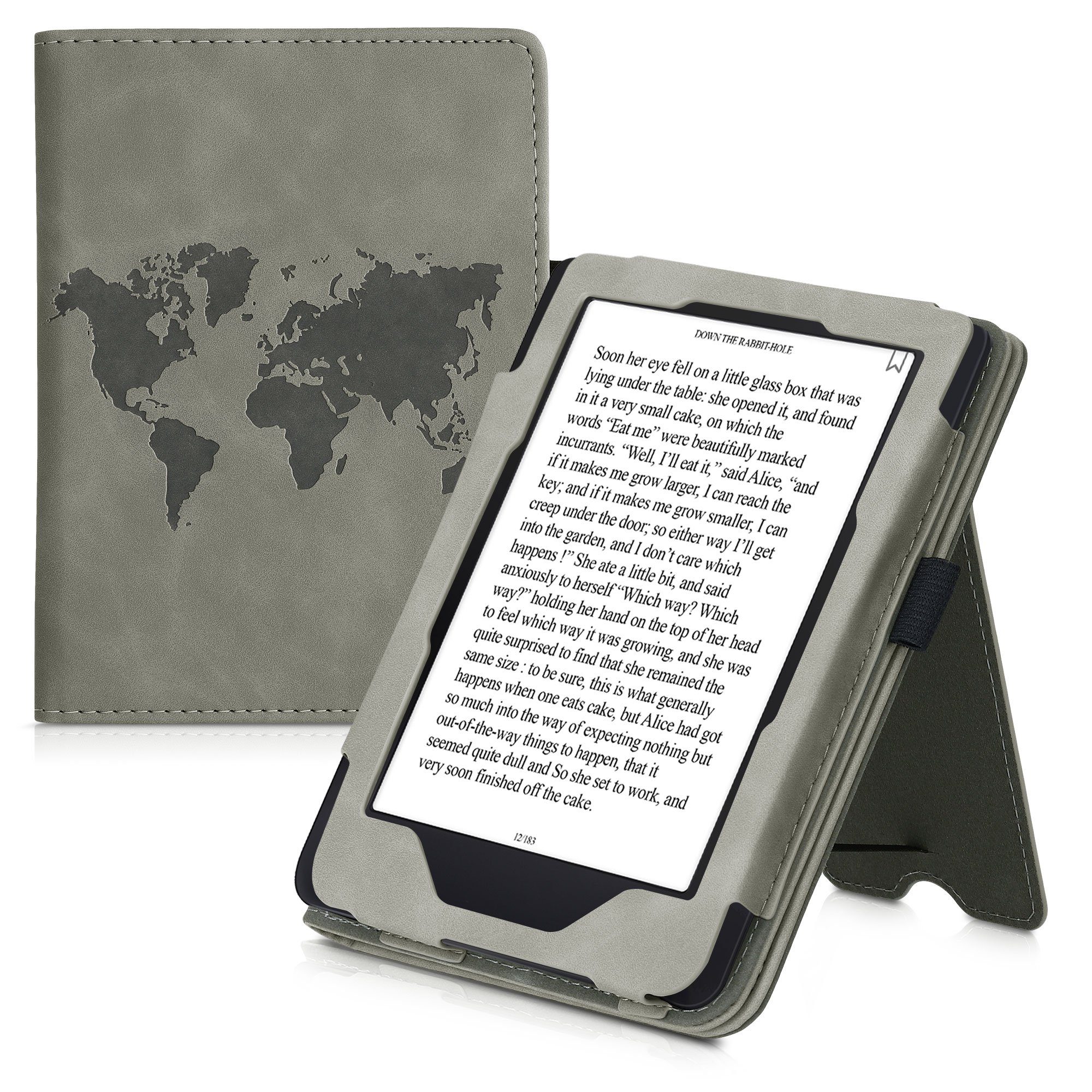 kwmobile E-Reader-Hülle Schutzhülle für Tolino Shine 3, Handschlaufe -  Cover Travel Umriss Design