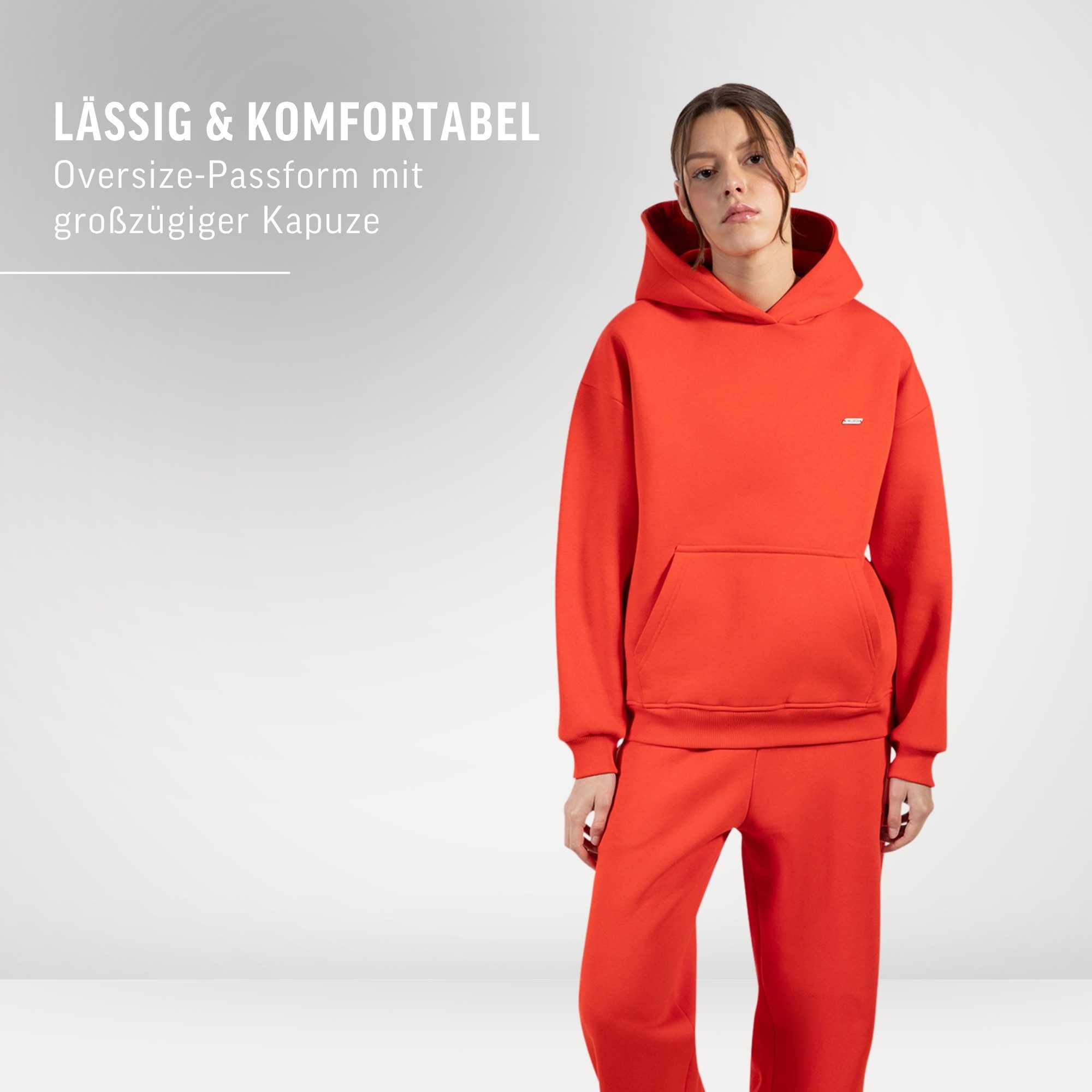 Smilodox Hoodie Lyanna, Oversize Kapuzenpullover Langarm Sweatshirt, weicher Stoff Kängurutasche Bündchen Pulli warm und bequem Streetstyle Alltag