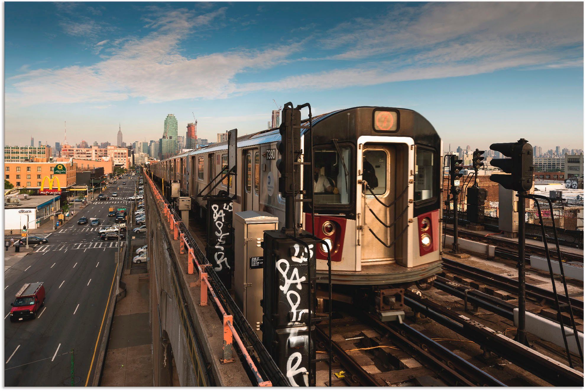 Artland Wandbild New York Subway Linie 7, Züge (1 St), als Alubild, Leinwandbild, Wandaufkleber oder Poster in versch. Größen