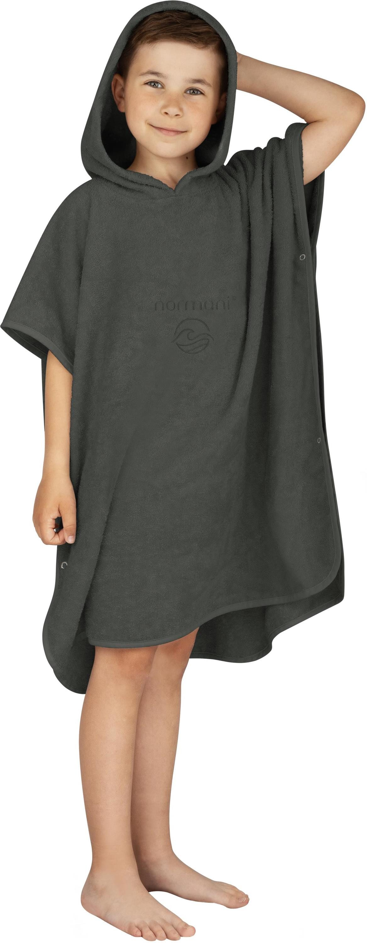 normani Badeponcho Badeponcho aus Bio-Baumwolle für Kinder, Bio-Baumwolle, Kapuze, Schlupf, Kinderbademantel mit Kapuze Strandponcho