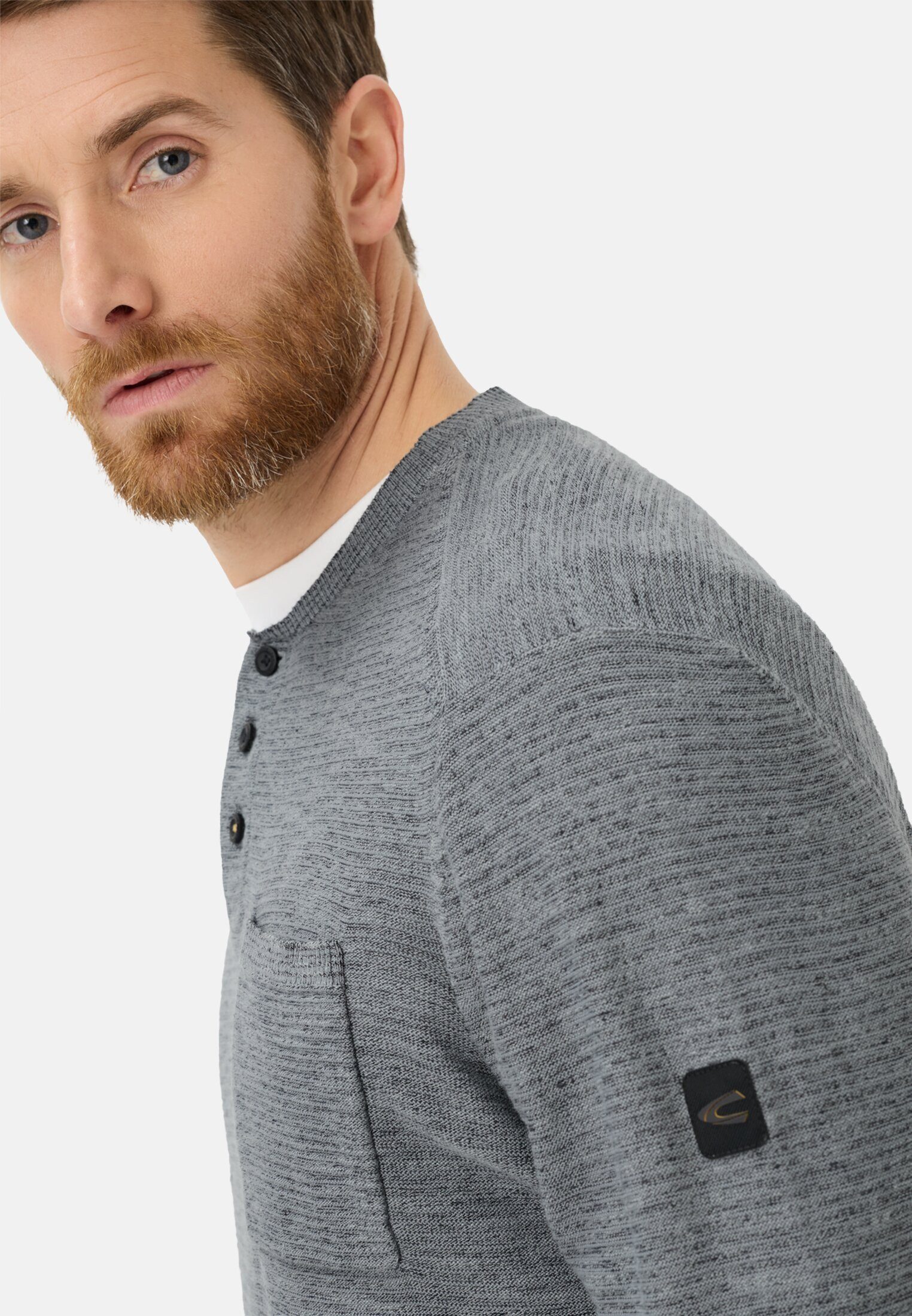 camel active Henleyshirt mit Henley Kragen Langarm