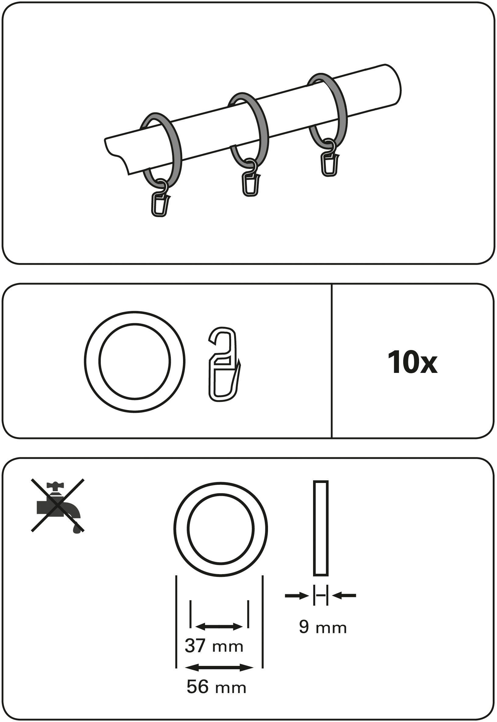 GARDINIA Gardinenring Lugano Holz, (10-St), Serie Gardinenstangen-Set Lugan günstig online kaufen