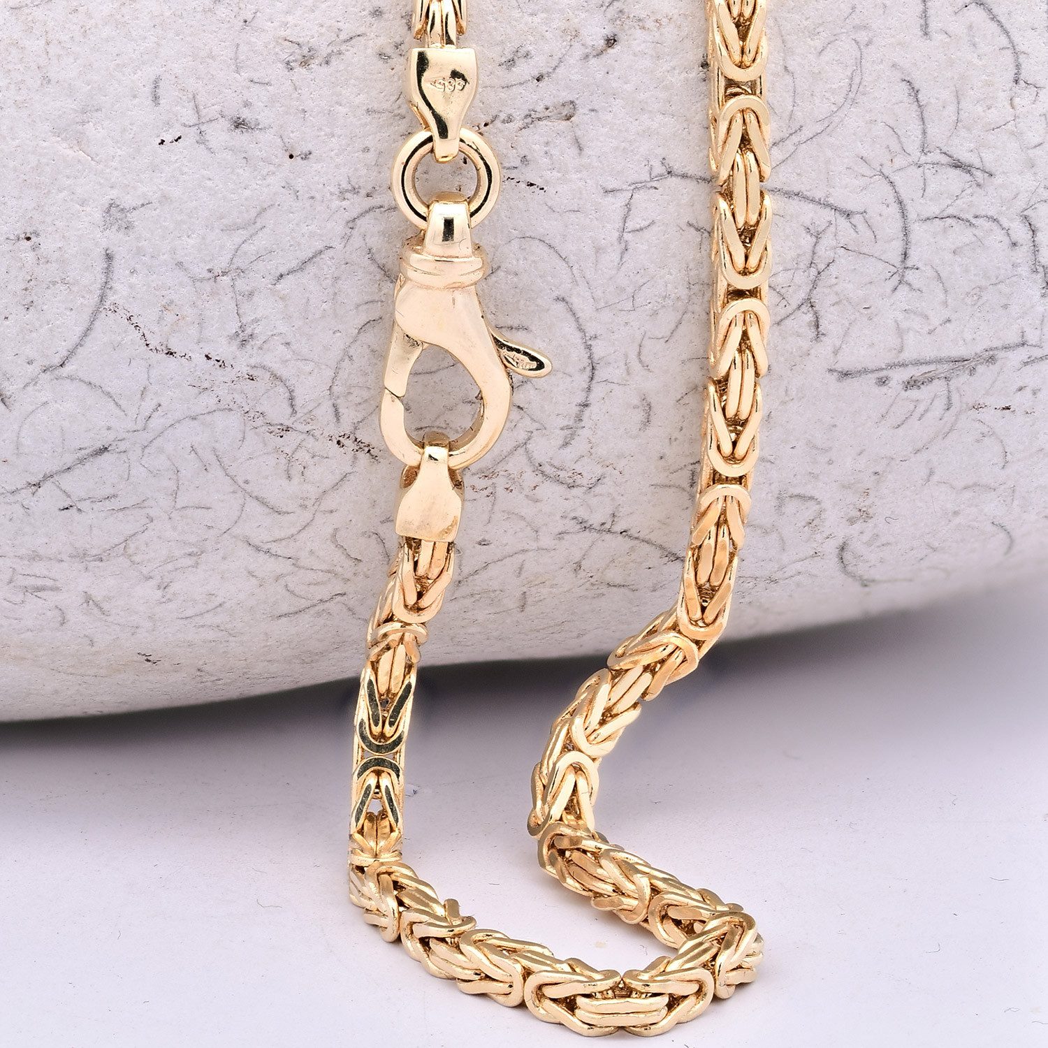 HOPLO Königskette Goldkette Königskette Länge 19cm - Breite 2,5mm - 585-14 Karat Gold, Made in Germany