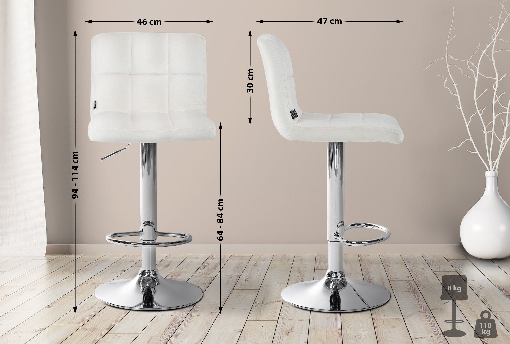 CLP Barhocker Peru Samt, höhenverstellbar und günstig online kaufen