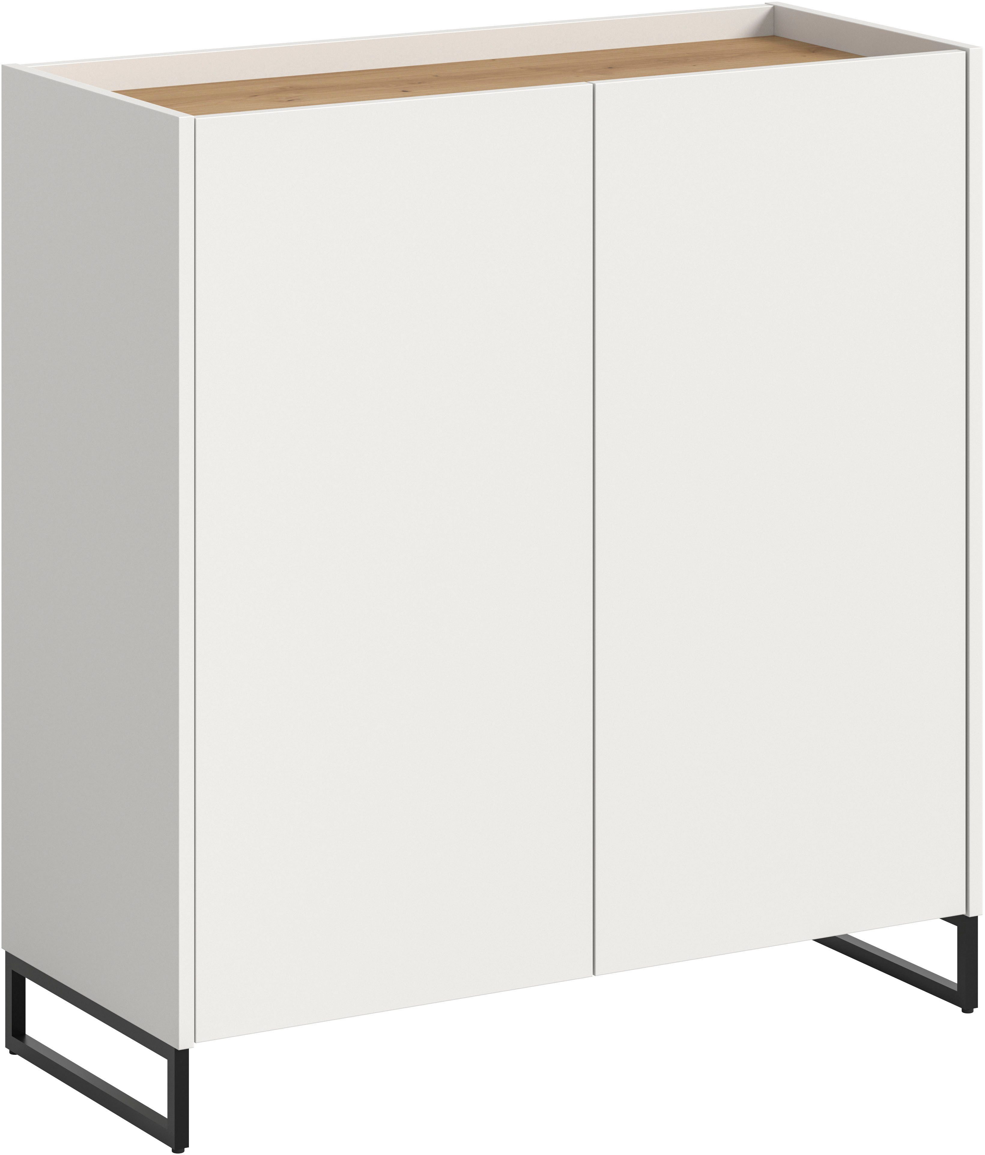 INOSIGN Schuhschrank EVRID, Breite 90cm, 2 Türen, 5 Einlegeböden, inkl. Metall-Kufenfüße (1-St., individuell mit anderen Artikel der Serie EVRID erweiterbar) Schuhkommode, Kommode, Sideboard, Garderobenschrank, Flurkommode