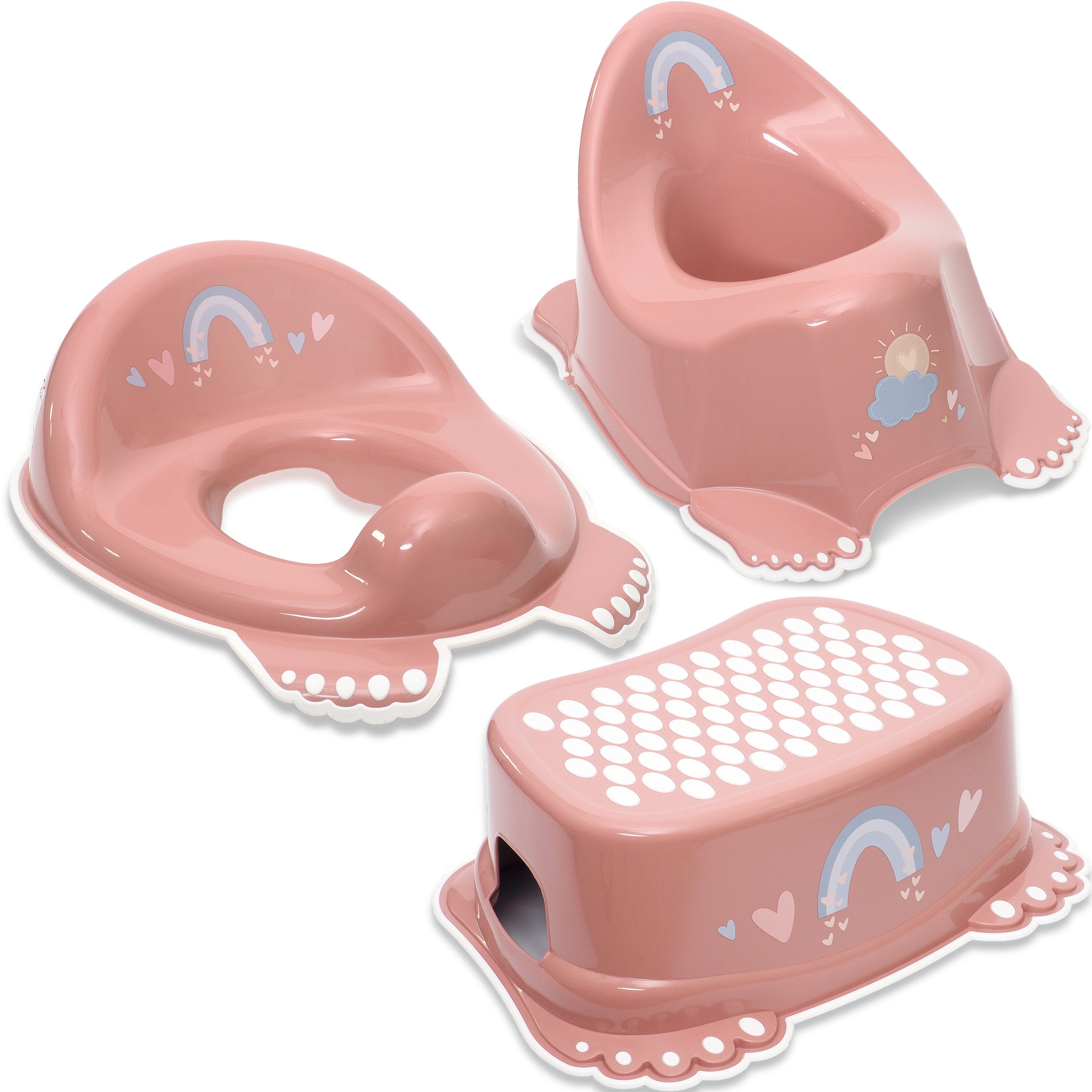 Babykajo Töpfchen, (Set, 3-tlg), Baby Topf, Toilettentrainer, Hocker - TÜV Rheinland geprüft!