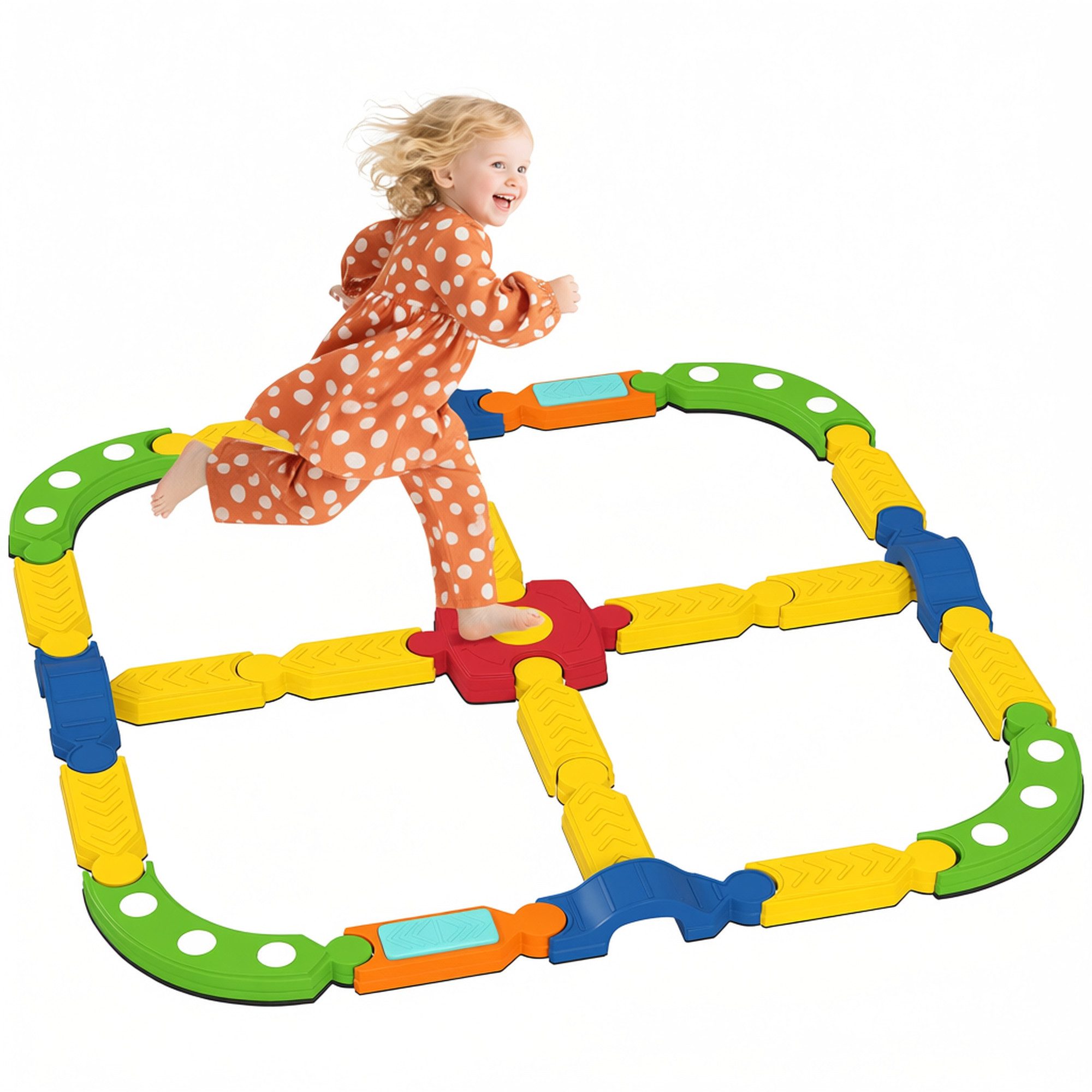 AIYAPLAY Balanceboard Balancierbalken Schwebebalken mit 25 Balanciersteine, Montessori, Fördert Balance und Koordination