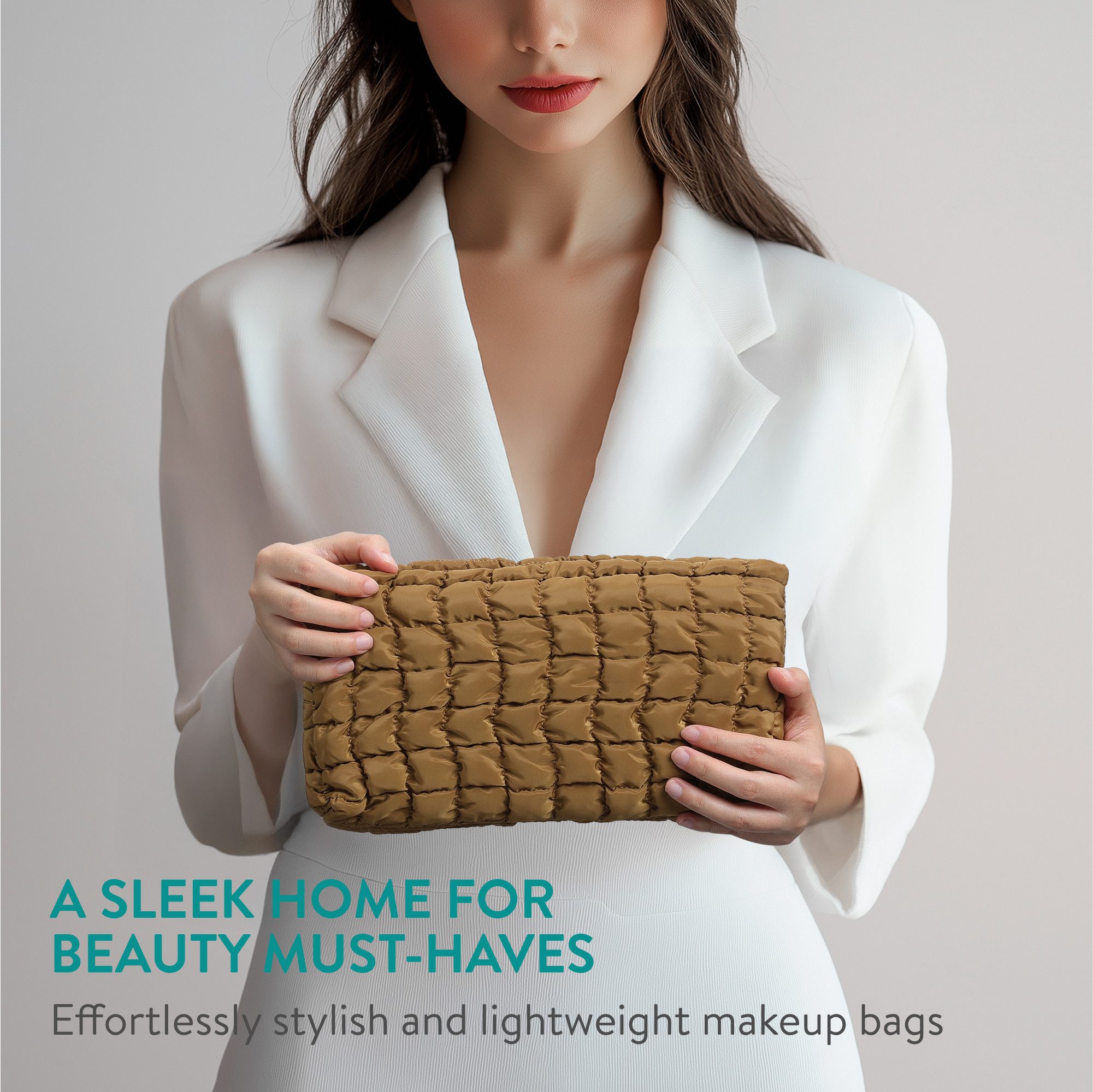 Navaris Kulturbeutel Make up Tasche 2er Set - Modisches gestepptes Design - günstig online kaufen