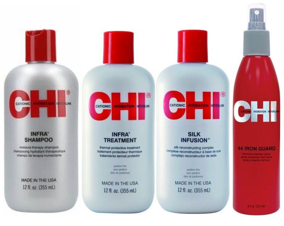 CHI Haarpflege-Set XL Chi Iron Guard, Silk Infusion, infra Shampoo, Infra Treatment, Set, 4-tlg. | Haarpflege-Sets