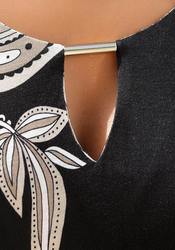 LASCANA Jerseykleid mit Zierdetail am Ausschnitt, sommerliches Tunikakleid, Strandkleid